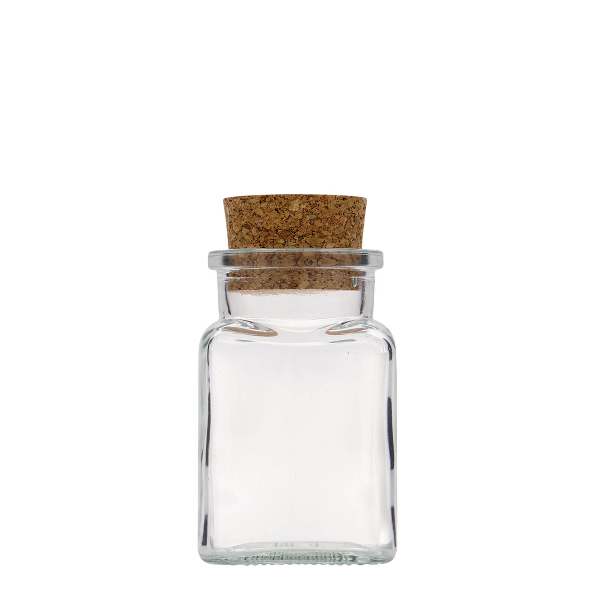 150 ml szklany słoik z korkiem, kwadratowy, otwór: korek 150 ml szklany słoik z korkiem, kwadratowy, otwór: korek