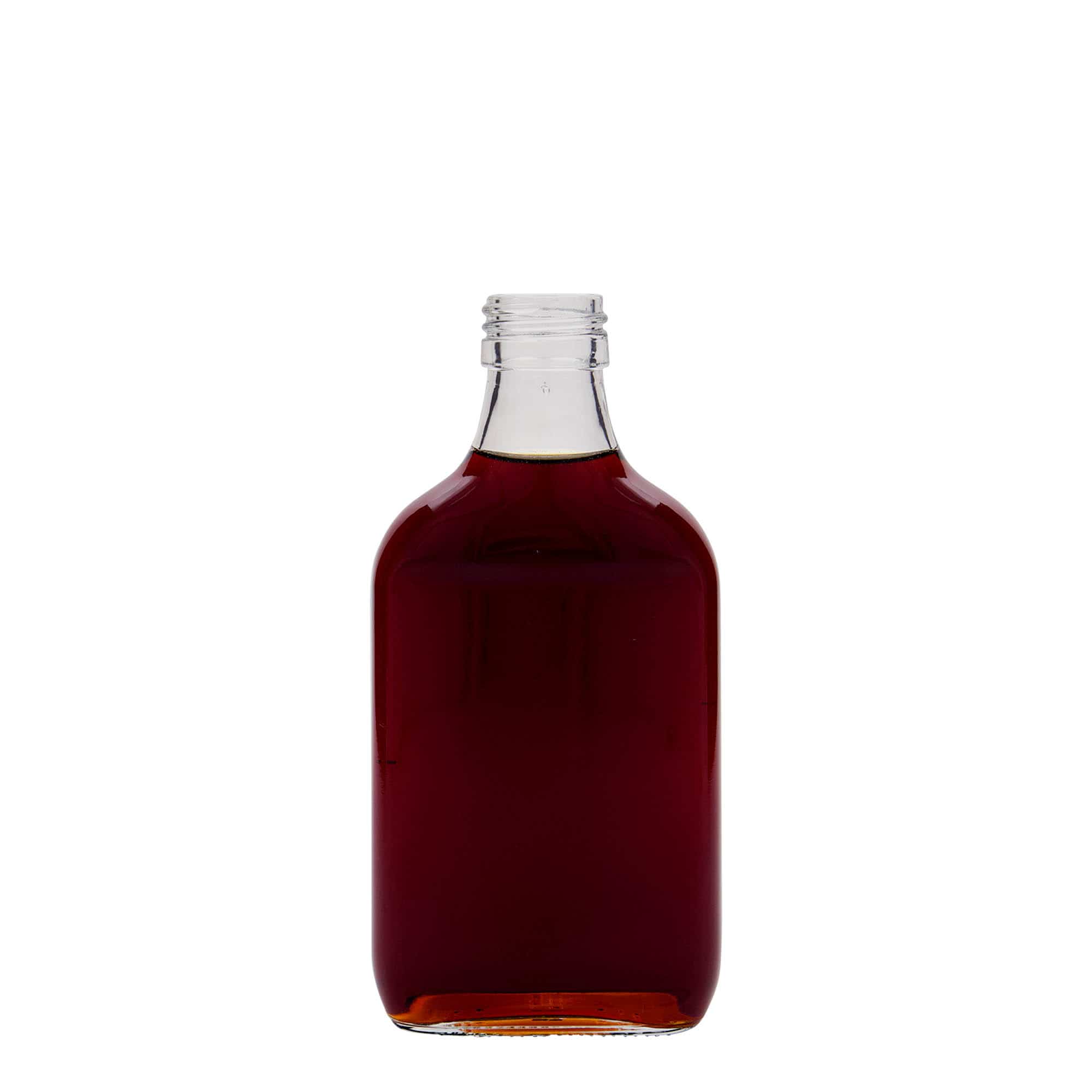 200 ml butelka piersiówka, prostokątna, szkło, zamknięcie: PP 28