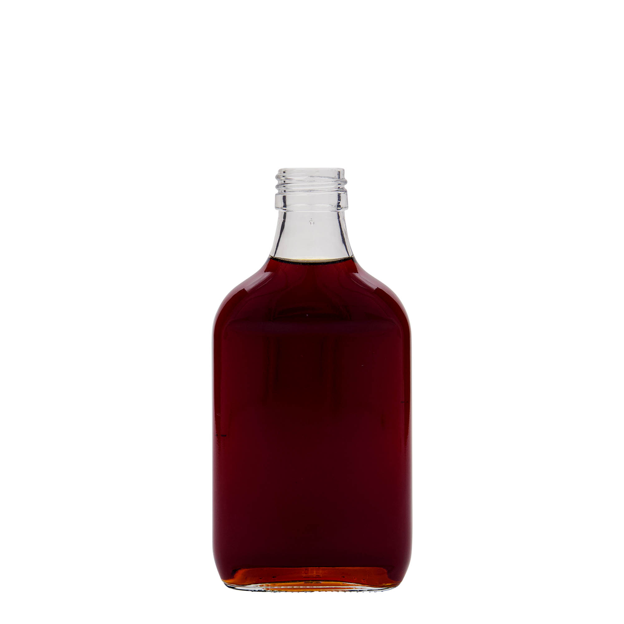 200 ml butelka piersiówka, prostokątna, szkło, zamknięcie: PP 28