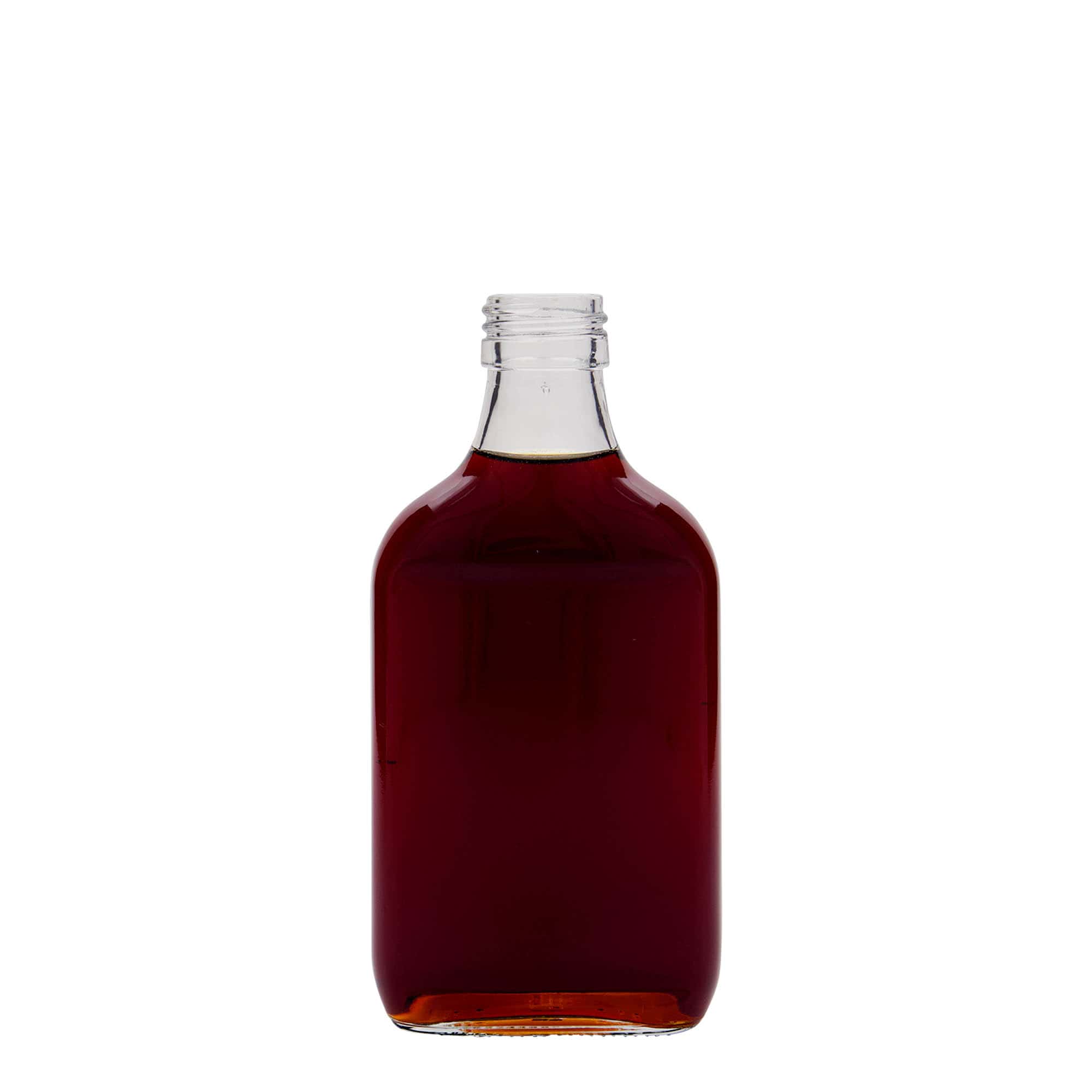 200 ml butelka kieszonkowa, prostokątna, szkło, szyjka: PP 28