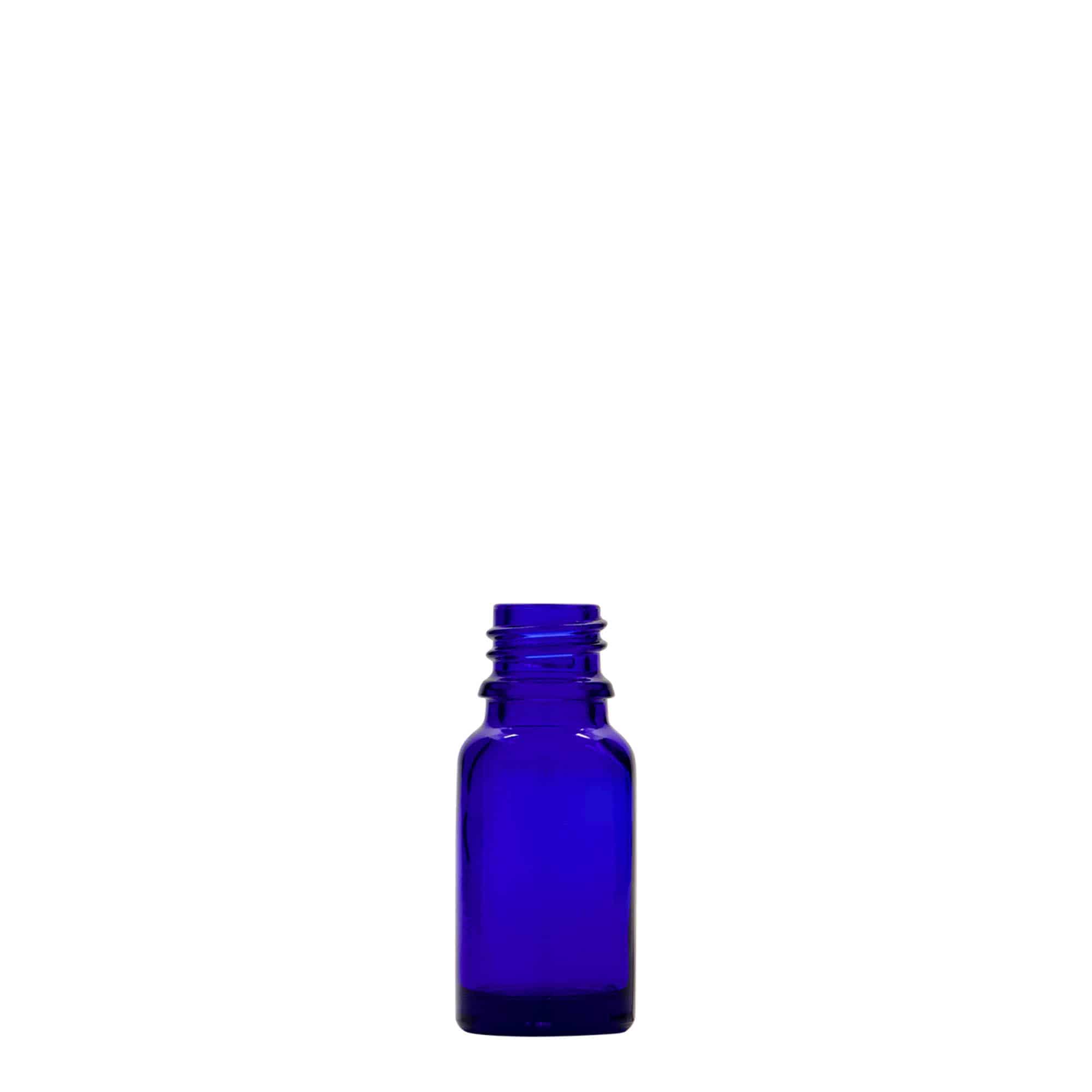 10 ml butelka farmaceutyczna, szkło, kolor błękit królewski, zamknięcie: DIN 18