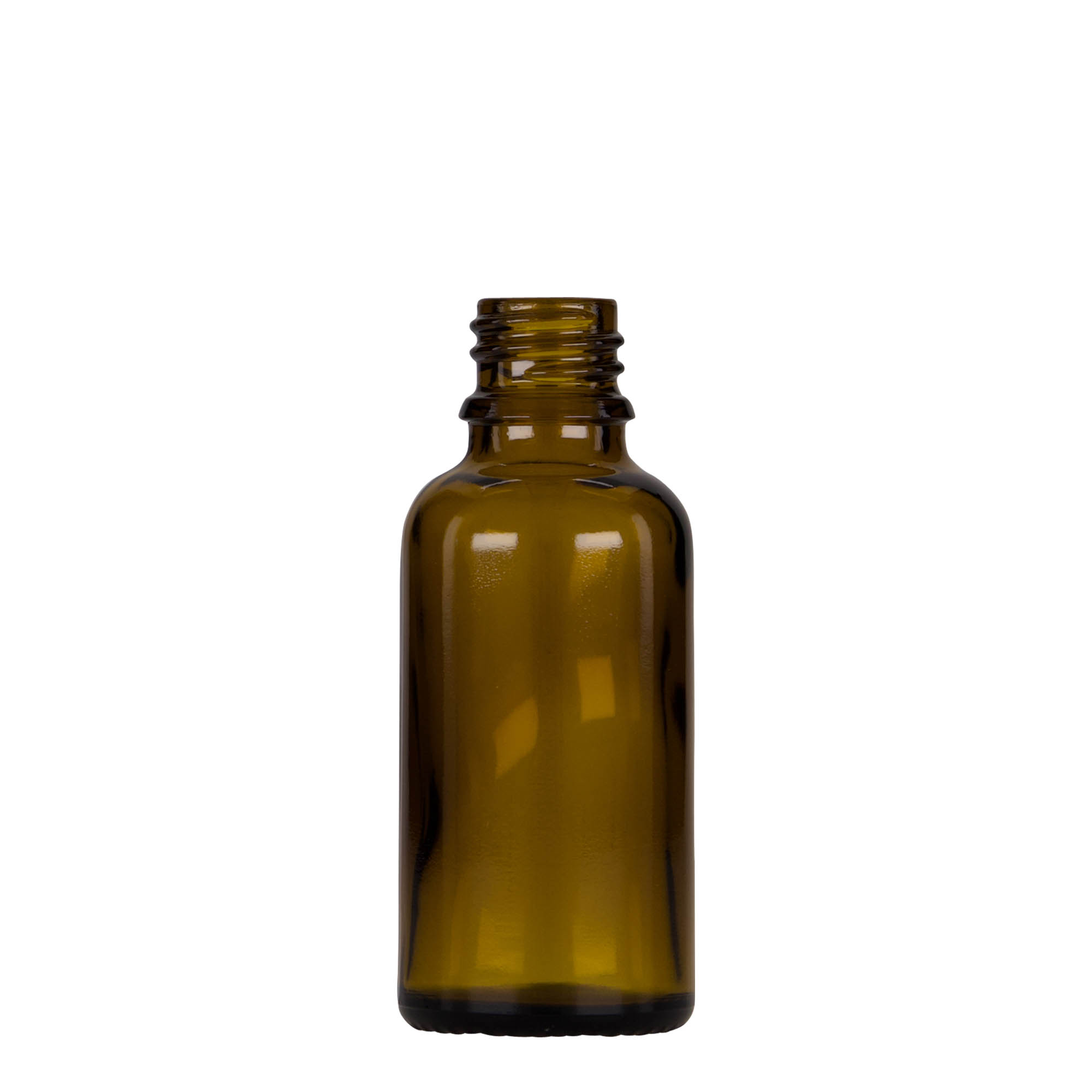30 ml butelka z kroplomierzem, medyczna, szkło, brązowo-czarna, gwint: DIN 18