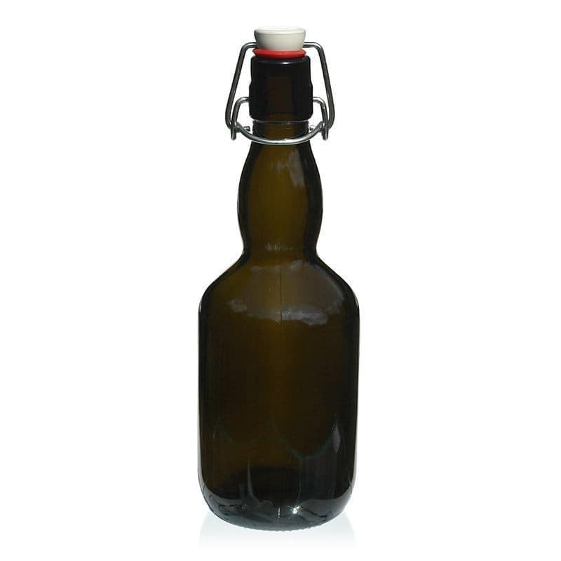 500 ml butelka do piwa typu Kropfhals, szkło, kolor zielony antyczny, zamknięcie: Zamknięcie pałąkowe