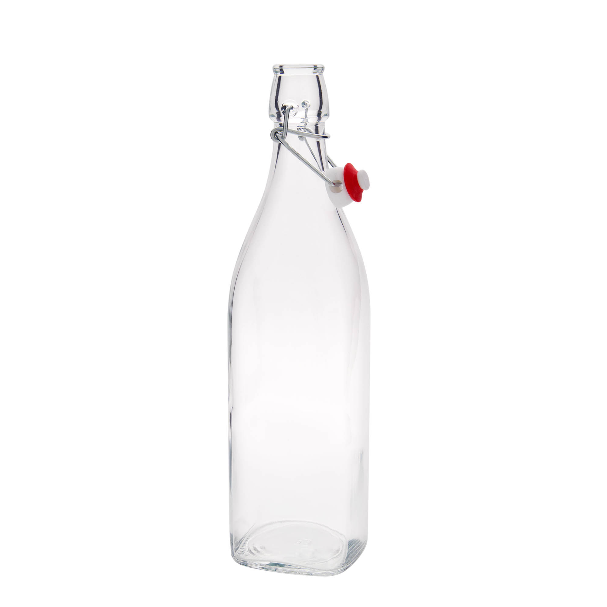 1.000 ml butelka szklana „Swing”, kwadratowa, szyjka: zamknięcie na klips