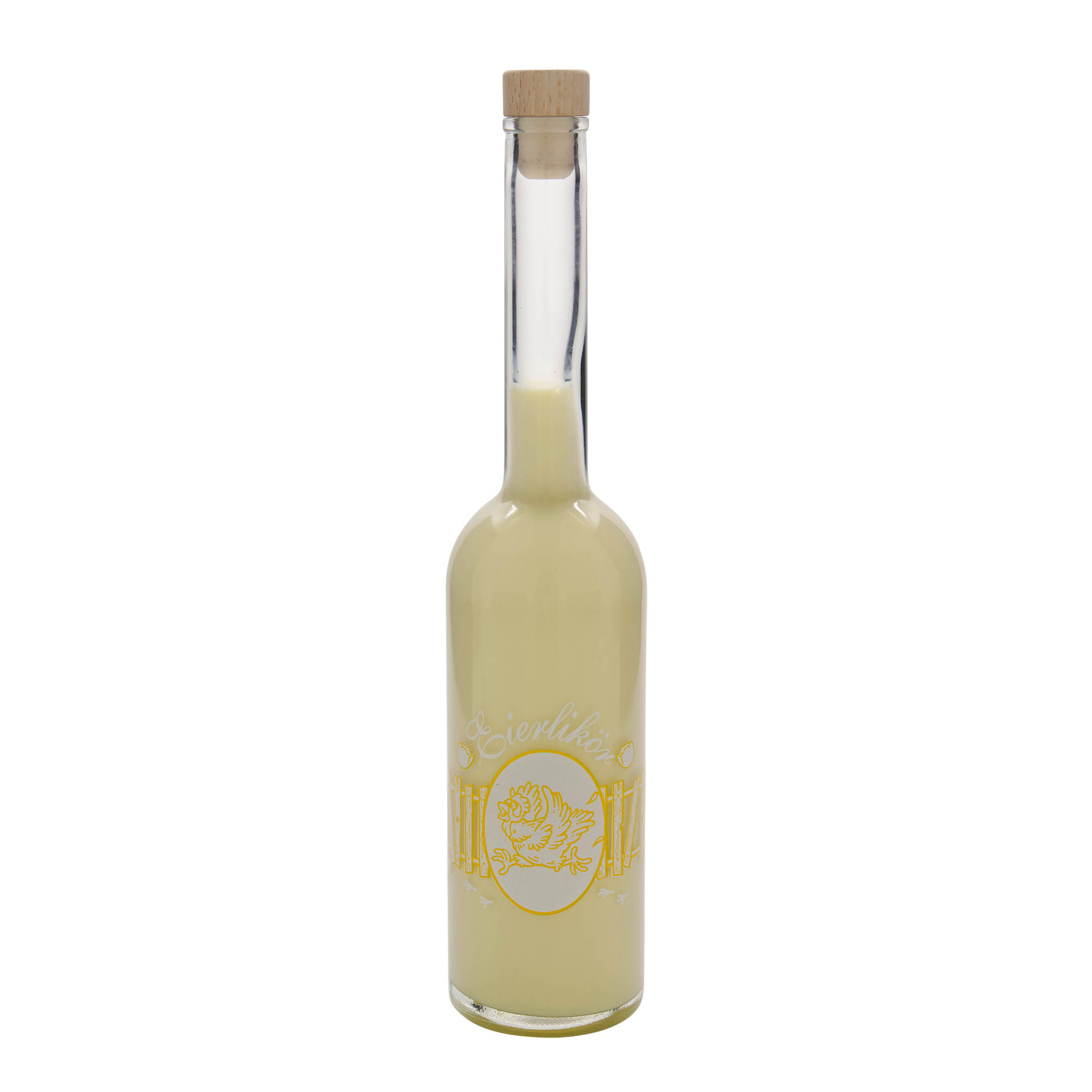 500 ml butelka szklana 'Opera', motyw: likier jajeczny, korek 500 ml butelka szklana 'Opera', motyw: likier jajeczny, korek