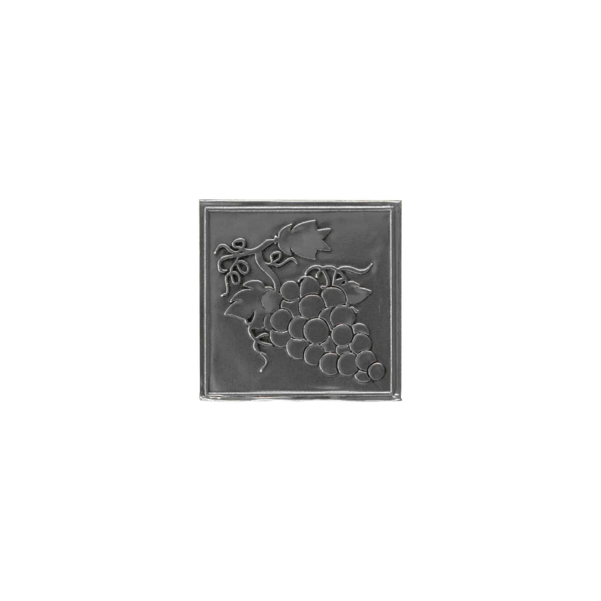 Etykieta cynowa 'Winogrona', kwadratowa, metal, kolor srebrny