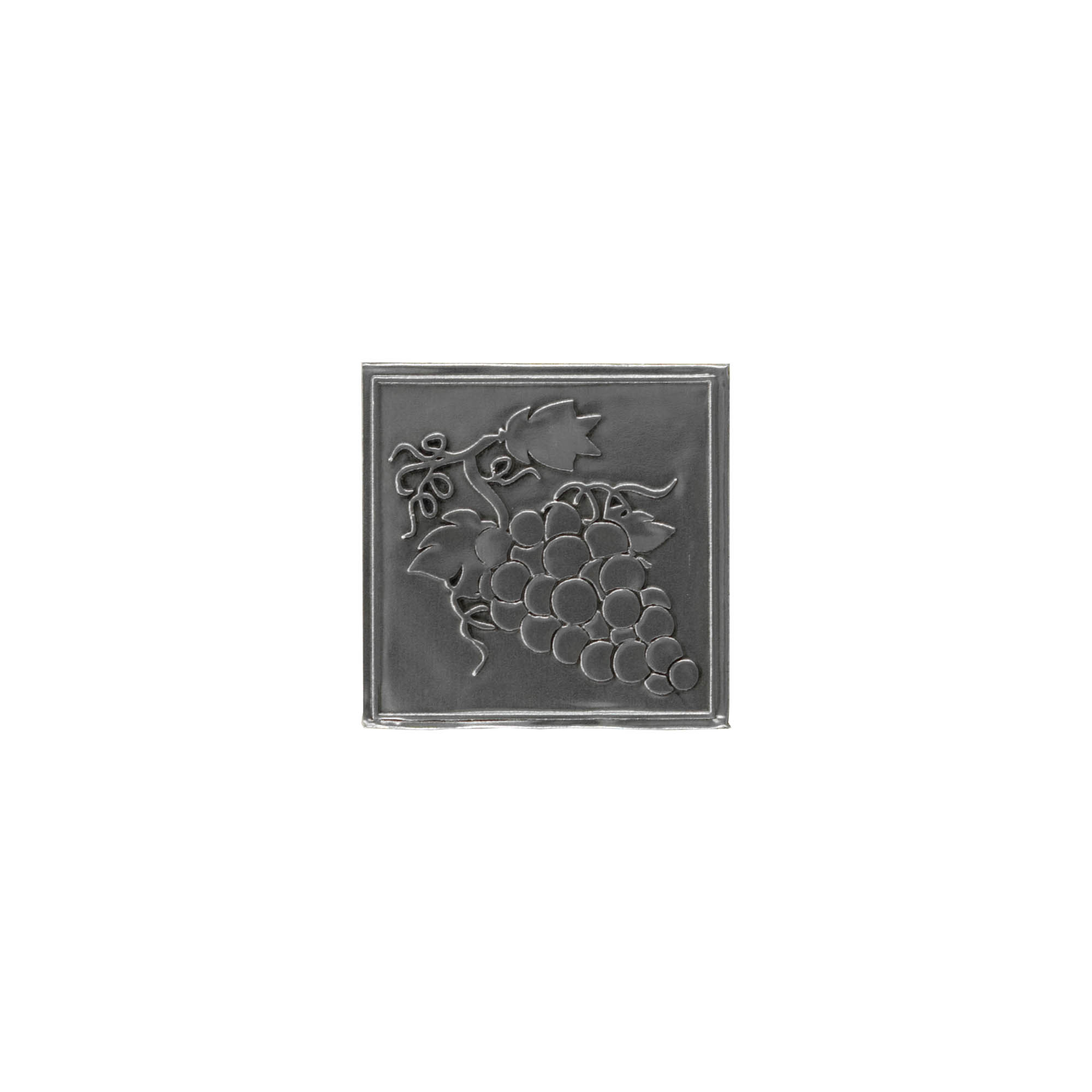 Etykieta cynowa „Winogrono”, kwadratowa, metalowa, srebrna