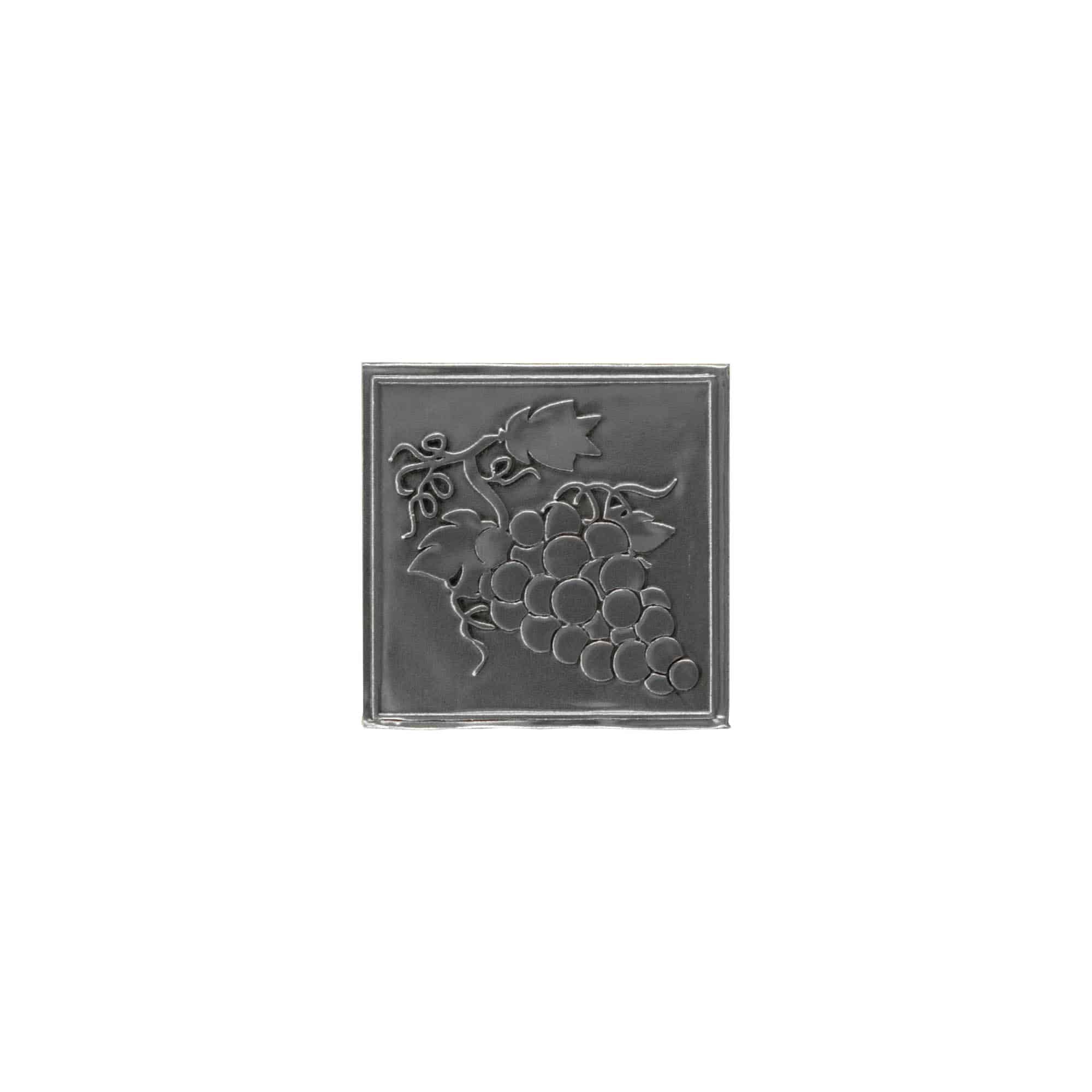 Etykieta cynowa „Winogrono”, kwadratowa, metalowa, srebrna