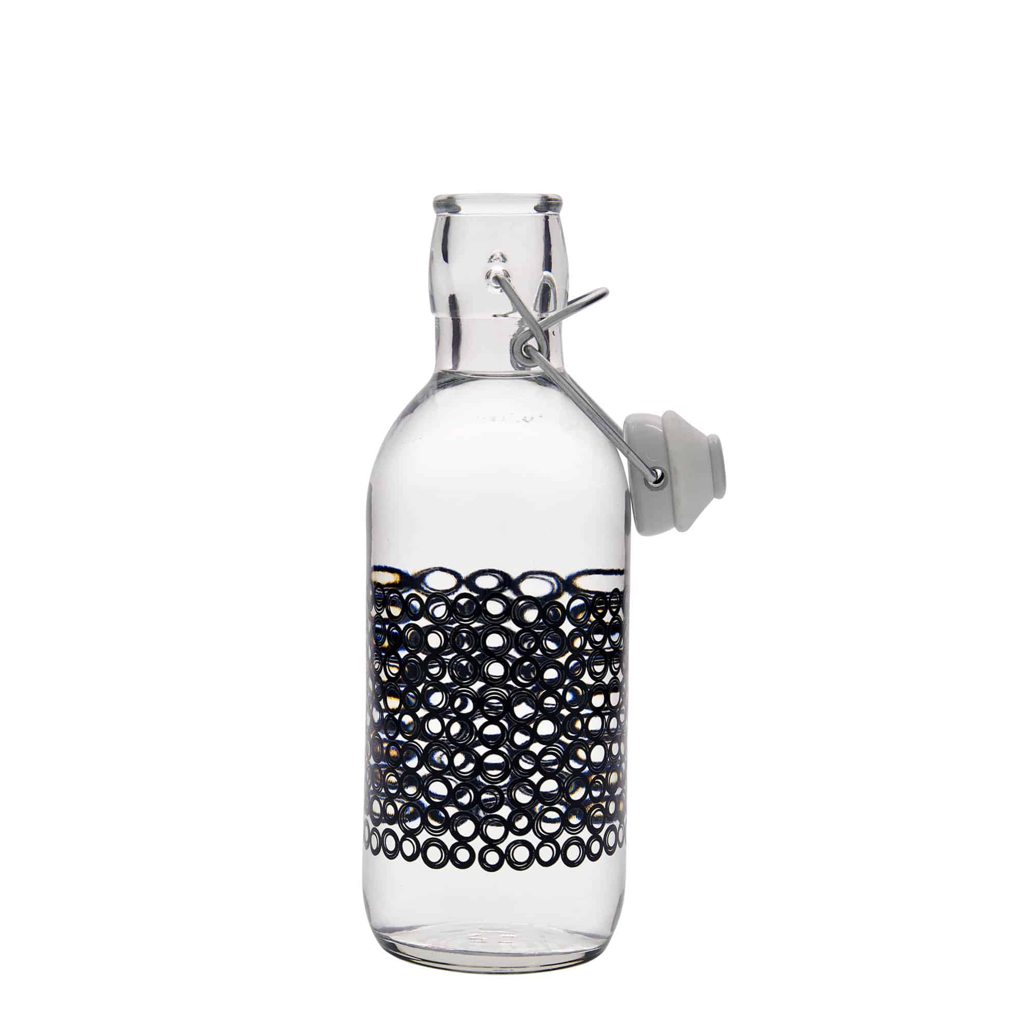 Butelka szklana 500 ml „Emilia”, motyw: Circola nero, korek typu uchwytowego Butelka szklana 500 ml „Emilia”, motyw: Circola nero, korek typu uchwytowego