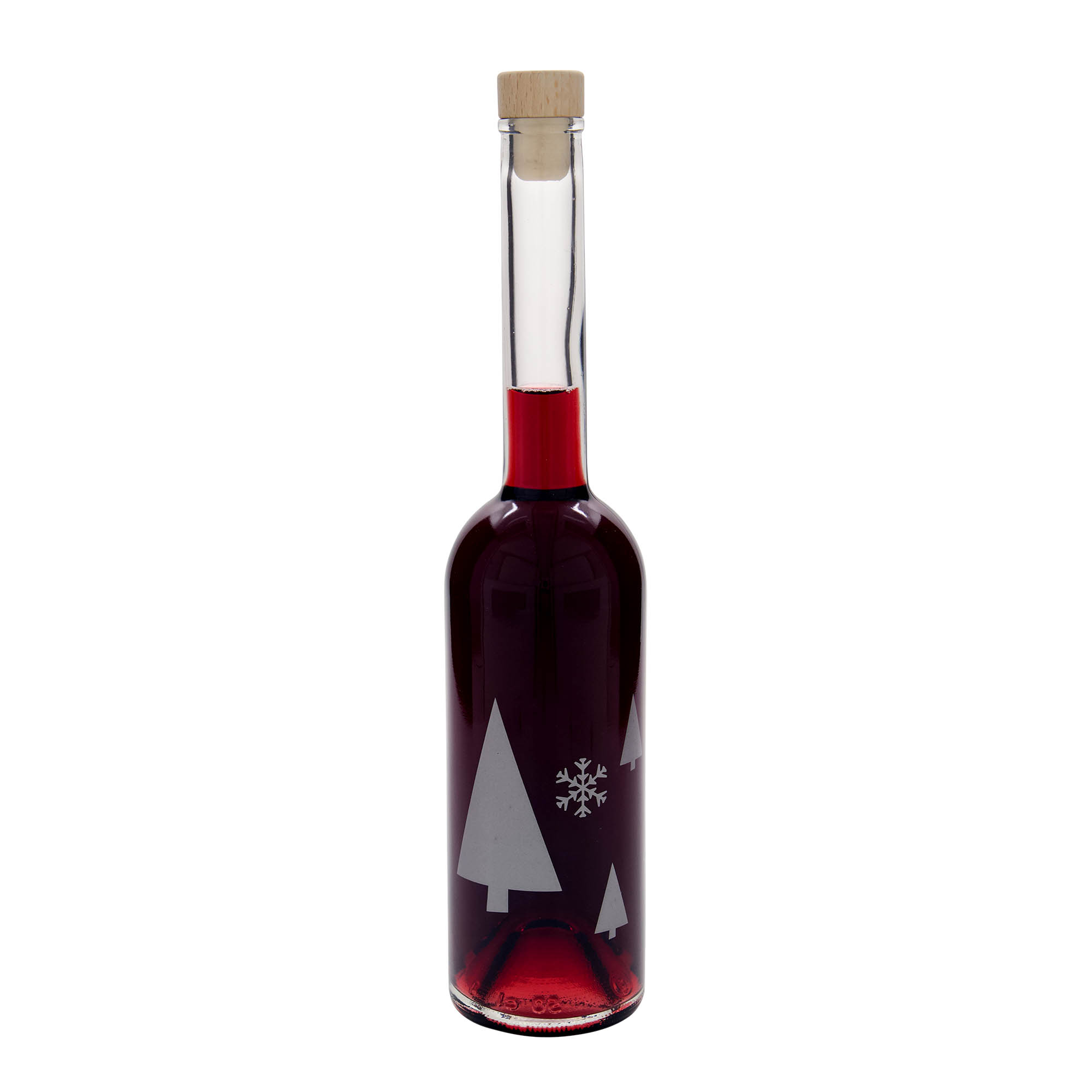 500 ml butelka szklana „Opera”, motyw: płatki śniegu, szyjka: korek