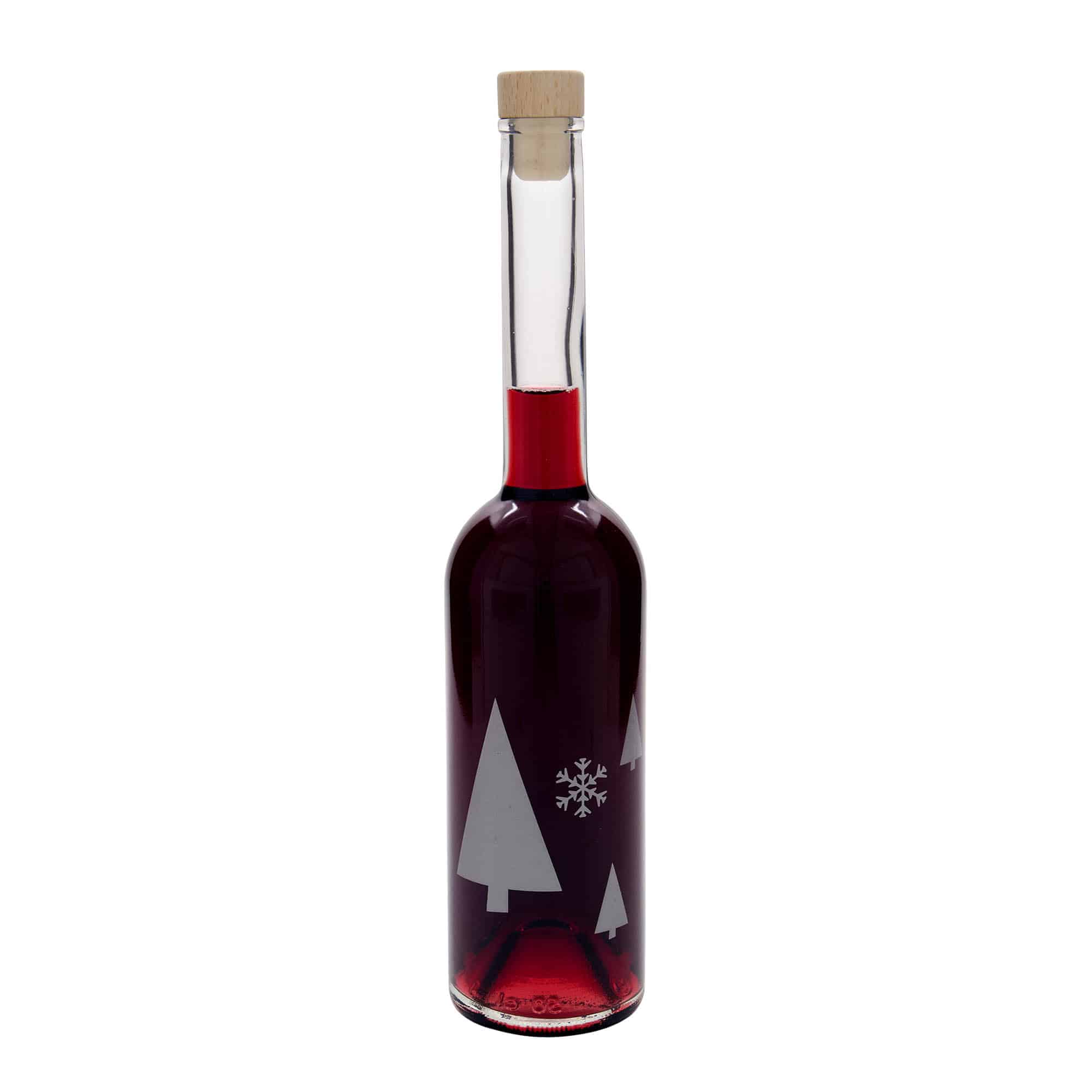 500 ml butelka szklana „Opera”, motyw: płatki śniegu, szyjka: korek