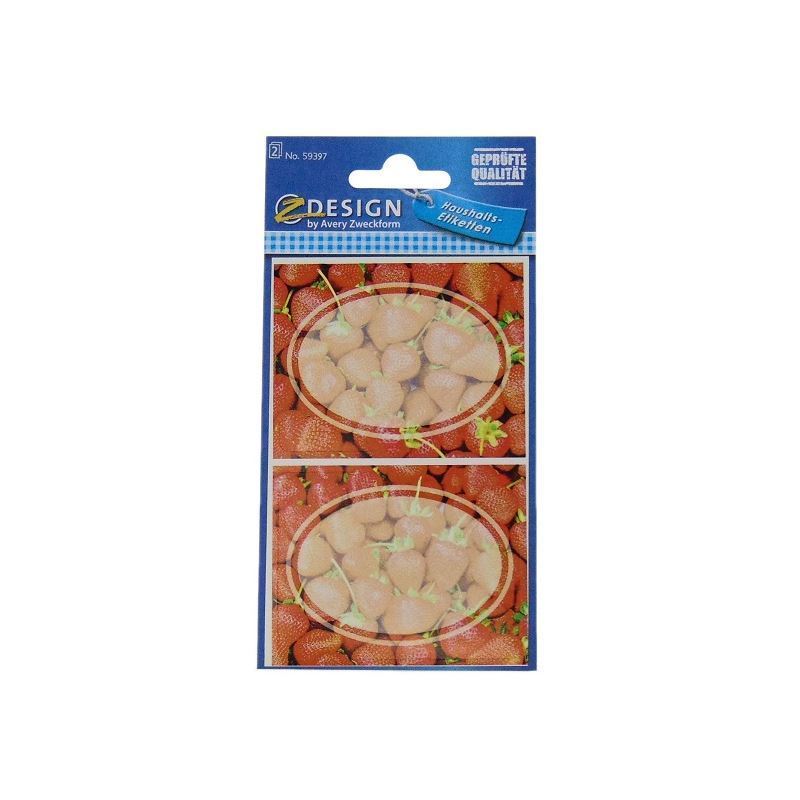 Zweckform etykiety „Truskawki”, owalne, papierowe, wielokolorowe