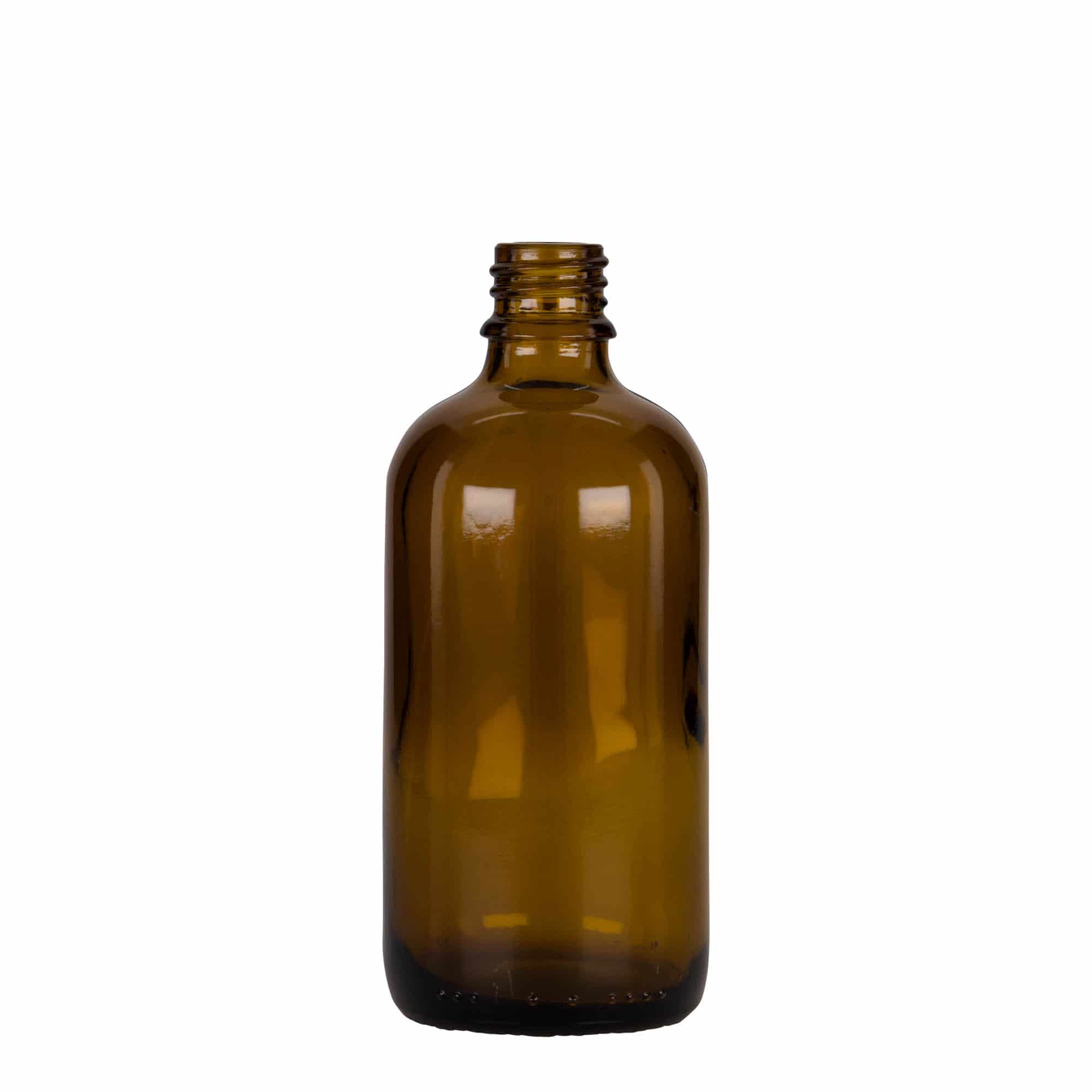 100 ml butelka farmaceutyczna z pipetą, szkło, kolor brązowo-czarny, zamknięcie: DIN 18 100 ml butelka farmaceutyczna z pipetą, szkło, kolor brązowo-czarny, zamknięcie: DIN 18