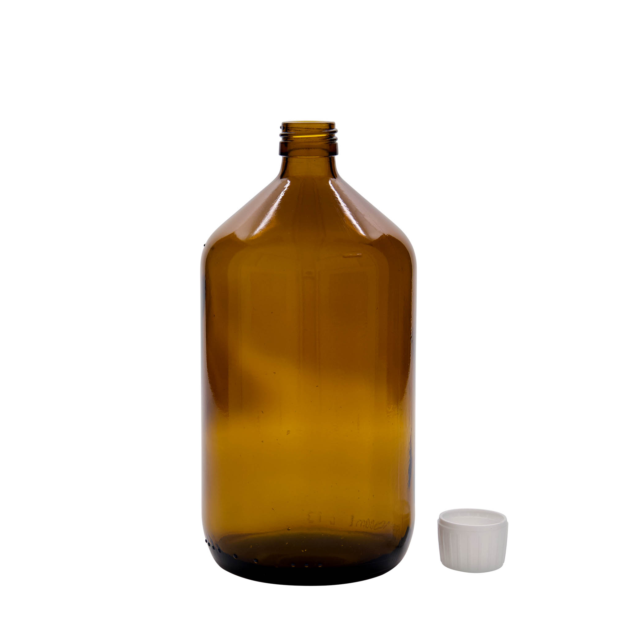 1.000 ml butelka medyczna, brązowa, szkło, szyjka: PP 28