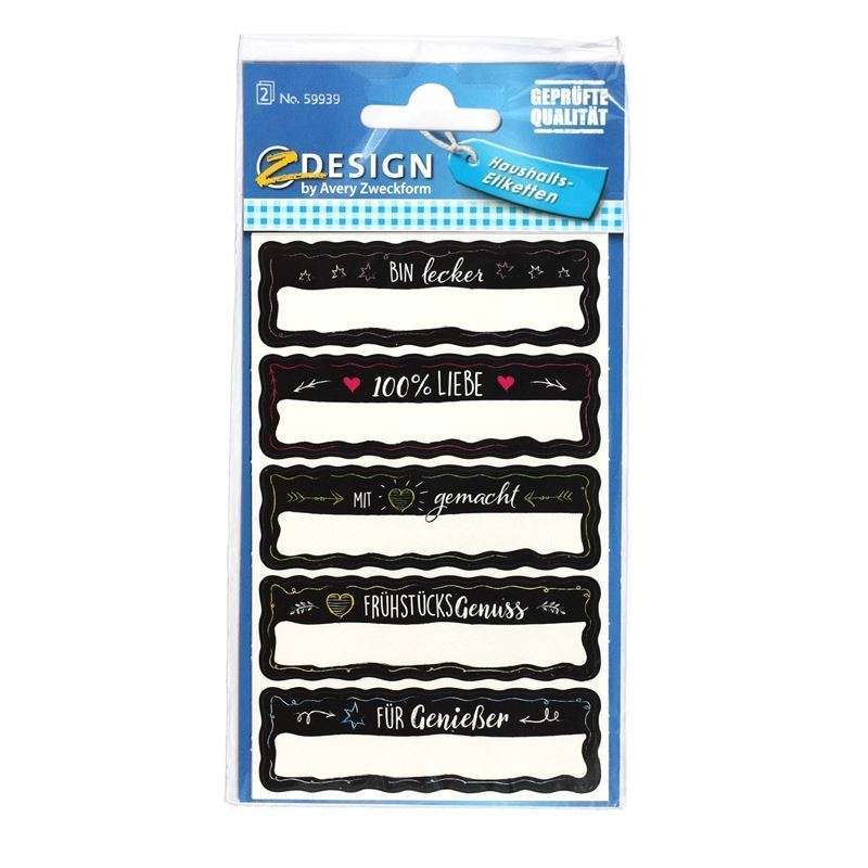 Zweckform etykiety „Własnoręcznie zrobione”, prostokątne, papier, czarne Zweckform etykiety „Własnoręcznie zrobione”, prostokątne, papier, czarne