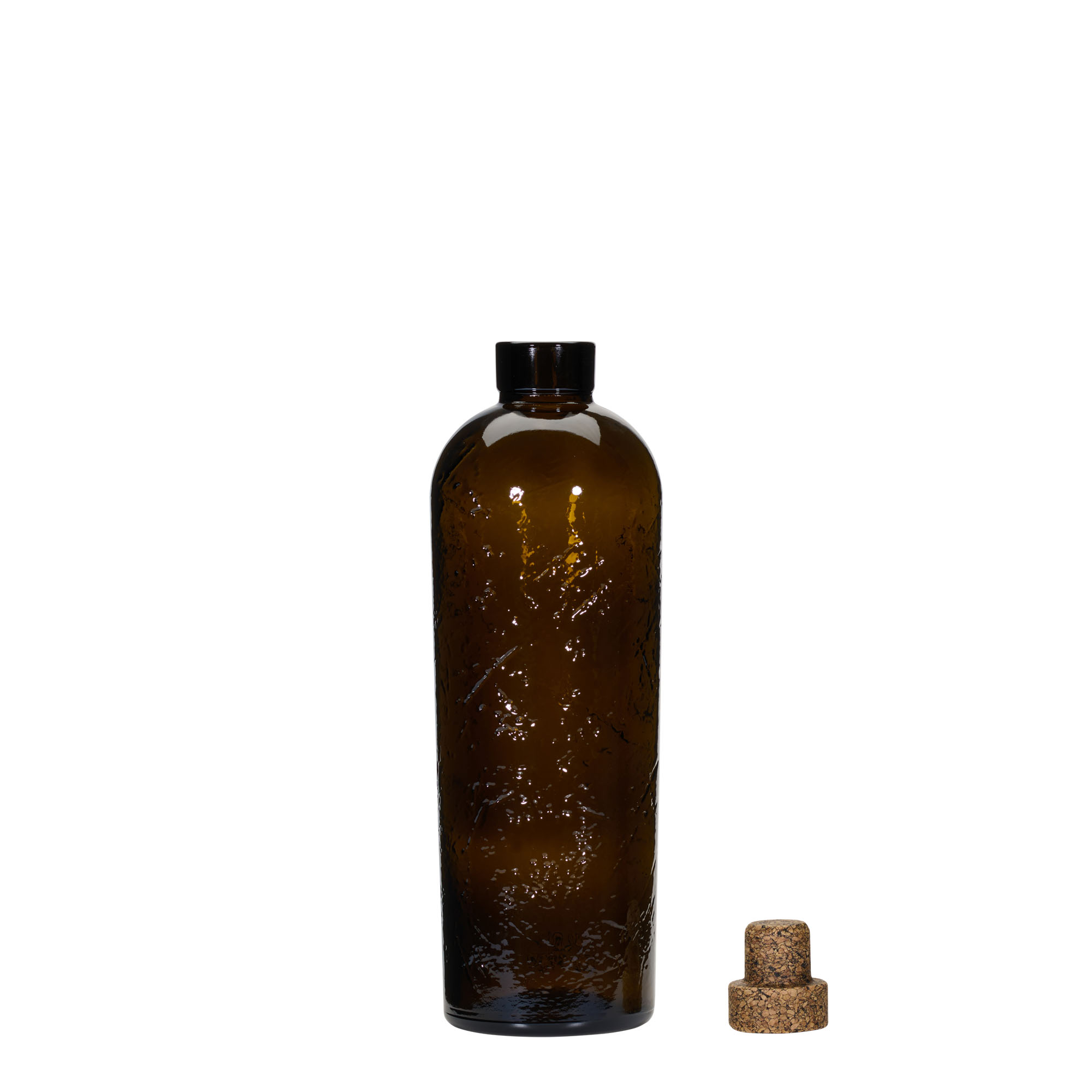 700 ml dzika rzemieślnicza butelka szklana 'Natural', brązowa, otwór: korek