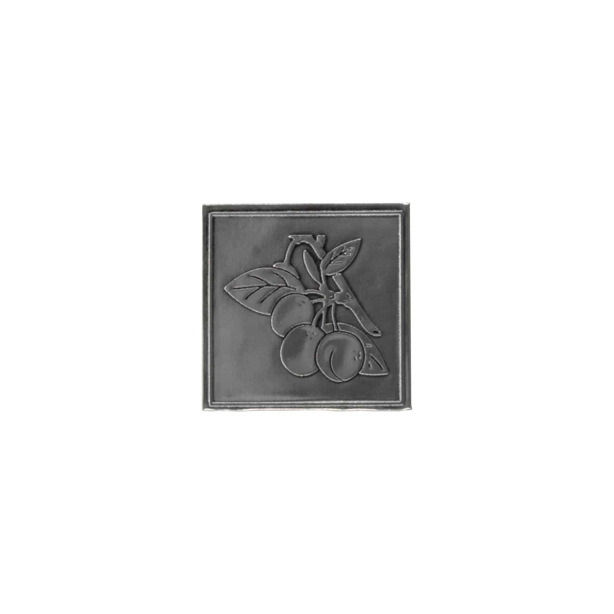 Etykieta cynowa 'Mirabelka', kwadratowa, metal, kolor srebrny