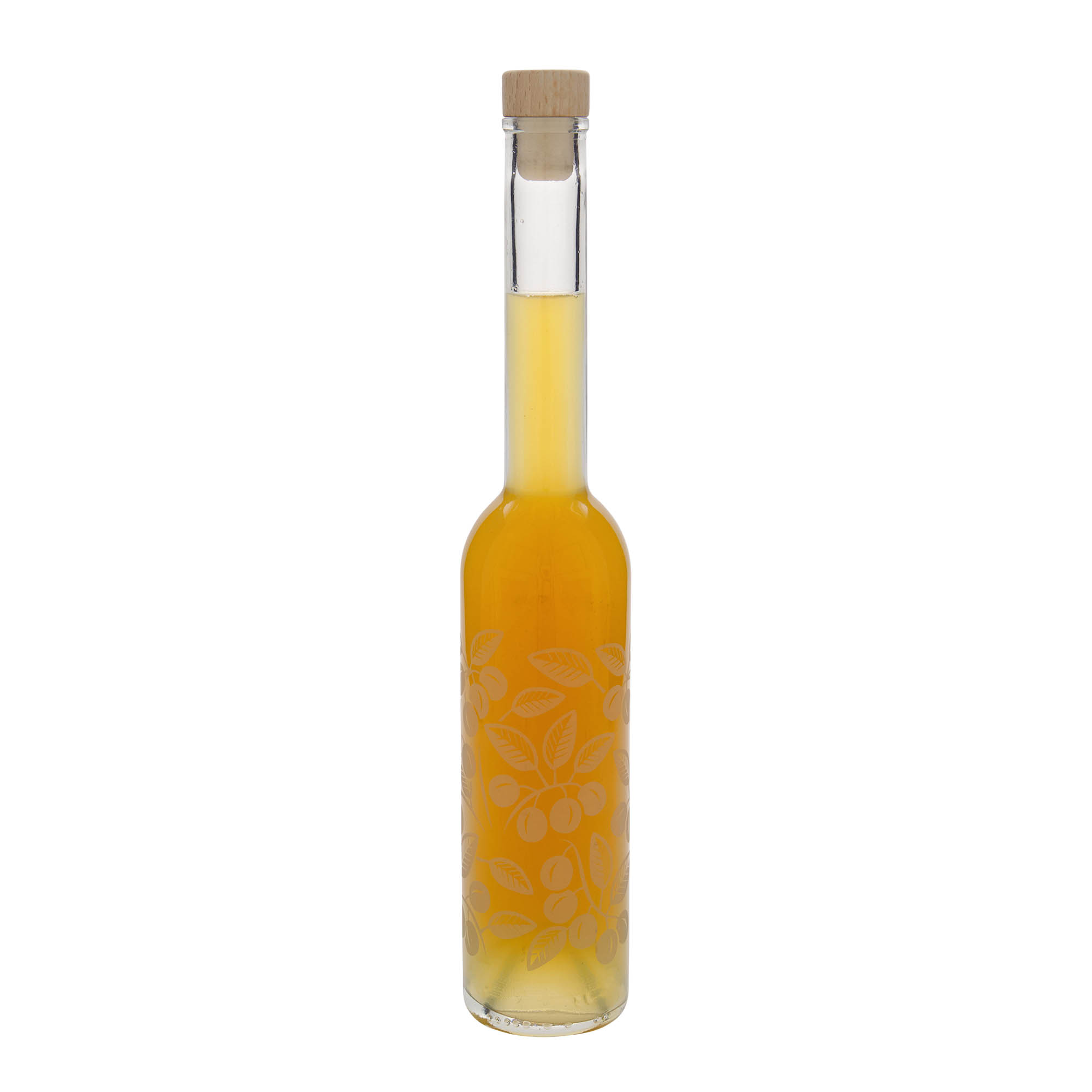 350 ml butelka szklana 'Opera', motyw: mirabelki, szyjka: korek 350 ml butelka szklana 'Opera', motyw: mirabelki, szyjka: korek