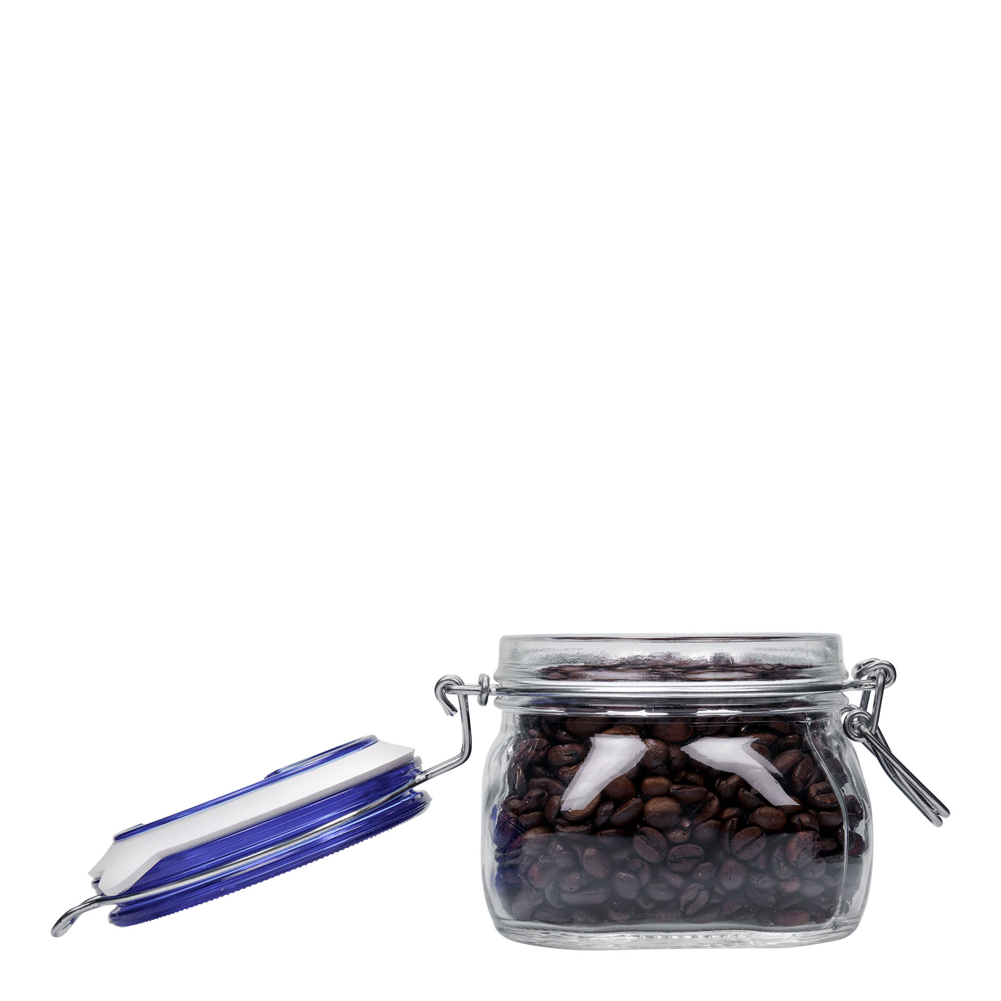 500 ml słoik z drucianym zamknięciem „Fido” niebieska pokrywka, kwadratowy, otwór: zamknięcie druciane 500 ml słoik z drucianym zamknięciem „Fido” niebieska pokrywka, kwadratowy, otwór: zamknięcie druciane