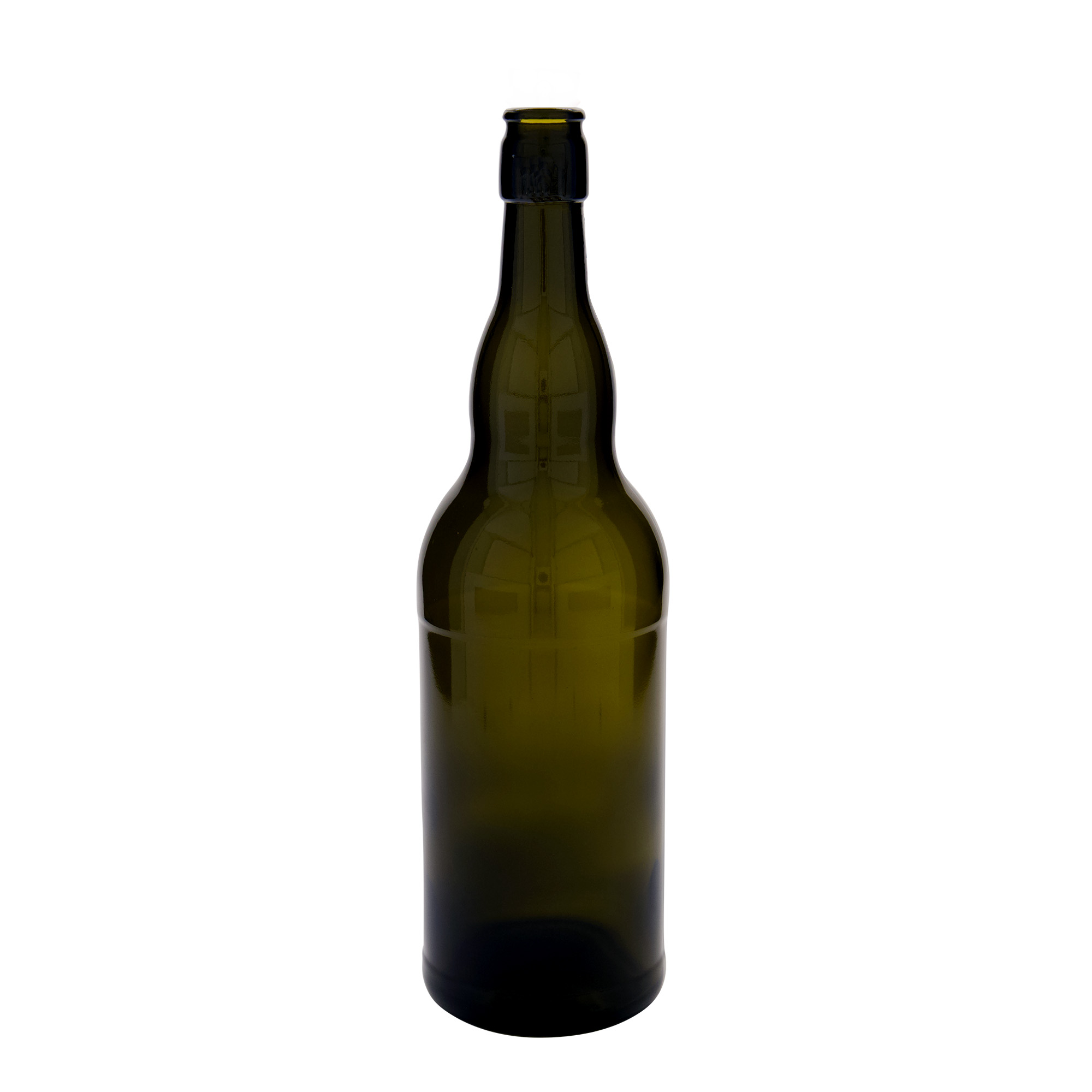 1.000 ml butelka piwa Belgia, szkło, antyczny zielony, szyjka: zamknięcie na klips