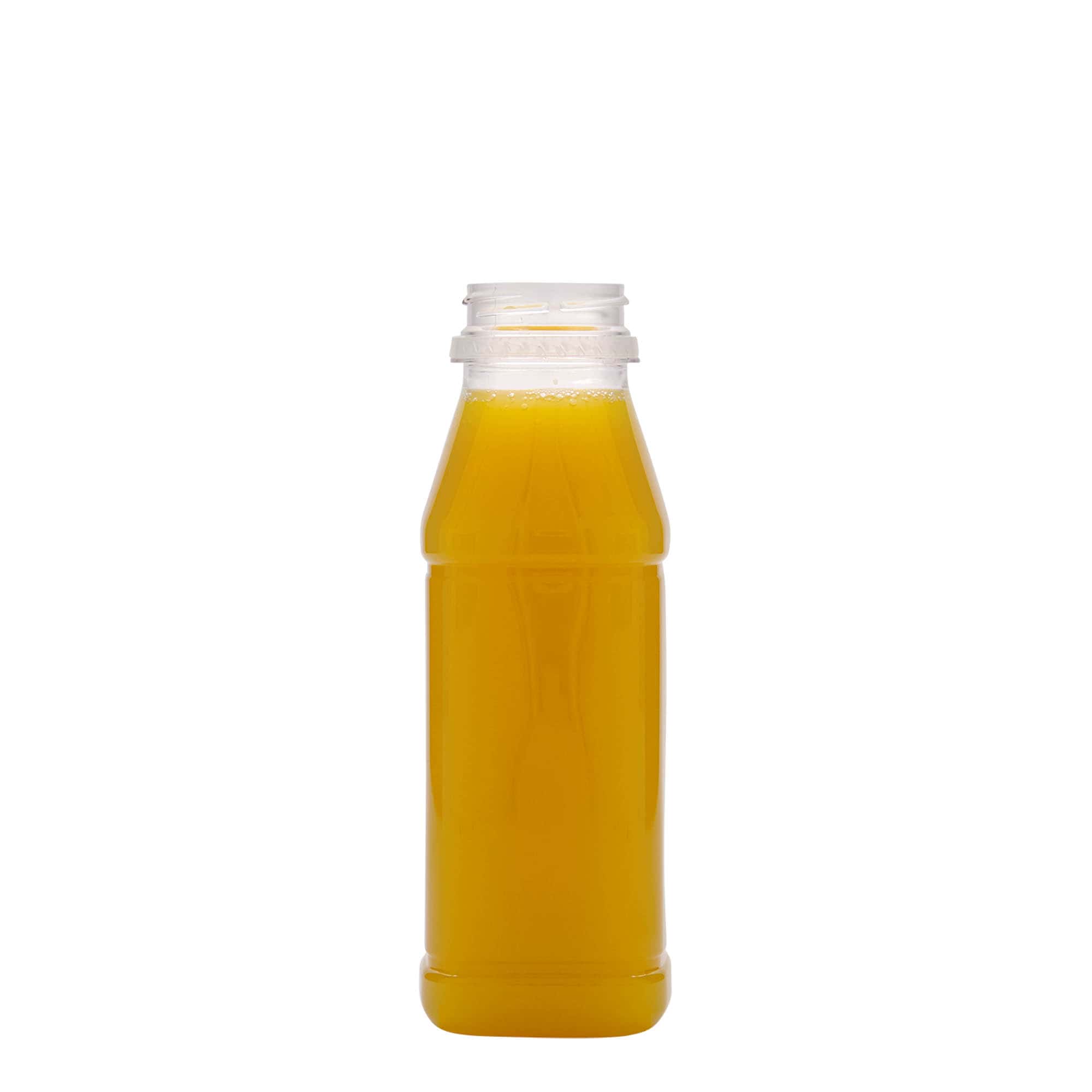 330 ml butelka PET „Milk and Juice Carré”, kwadratowa, plastik, szyjka: 38 mm 330 ml butelka PET „Milk and Juice Carré”, kwadratowa, plastik, szyjka: 38 mm