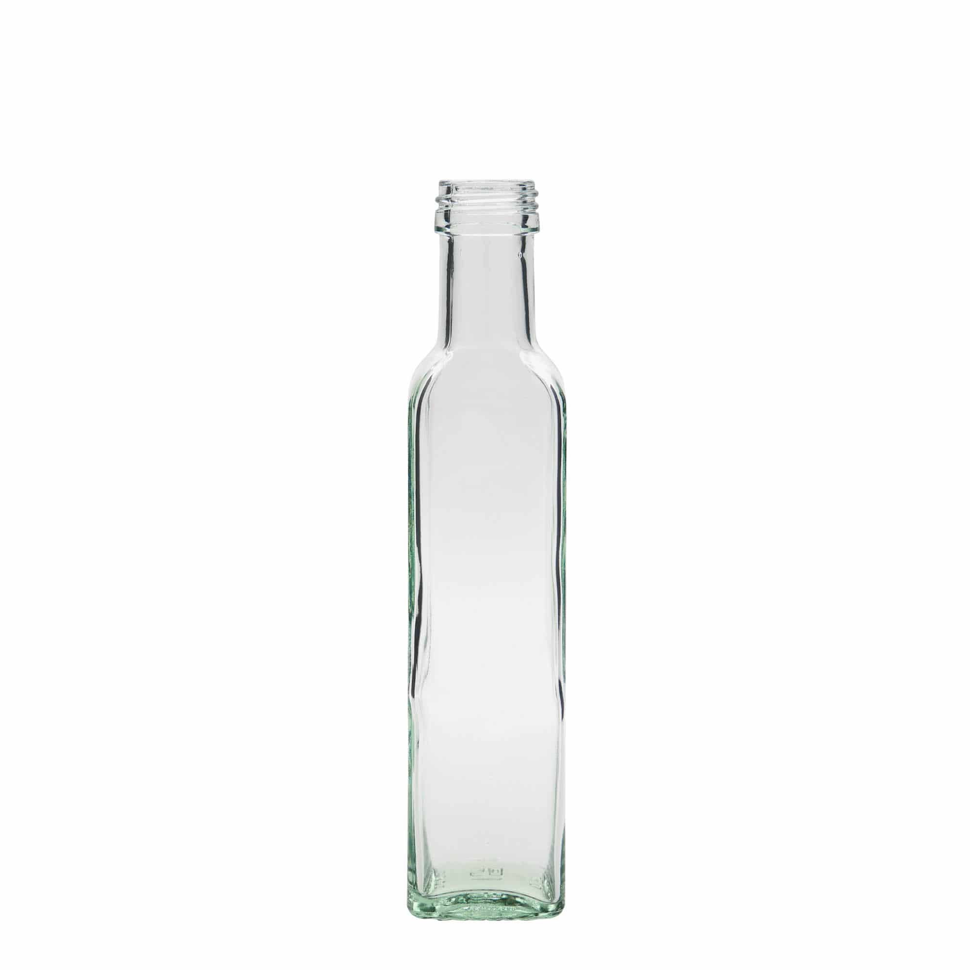 250 ml butelka szklana 'Marasca', kwadratowa, zamknięcie: PP 31,5