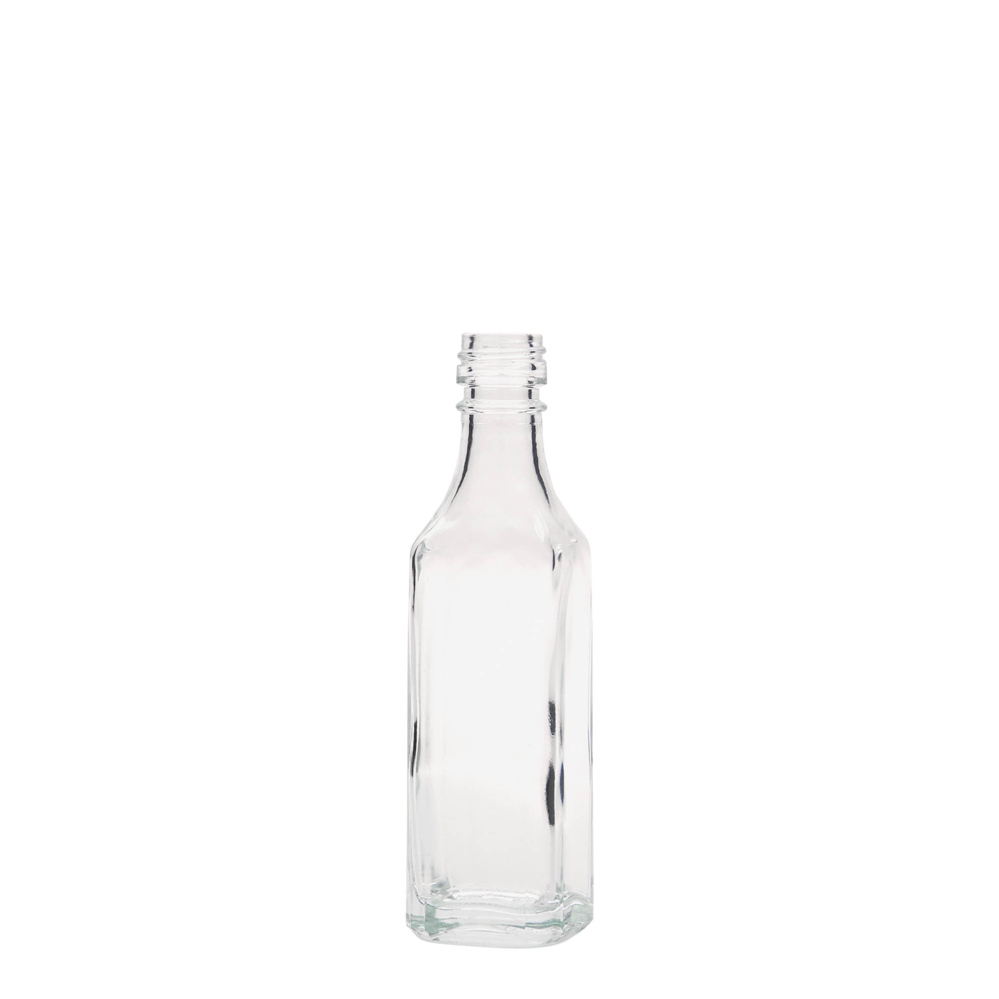 50 ml butelka szklana 'Siena', kwadratowa, gwint: PP 18 50 ml butelka szklana 'Siena', kwadratowa, gwint: PP 18