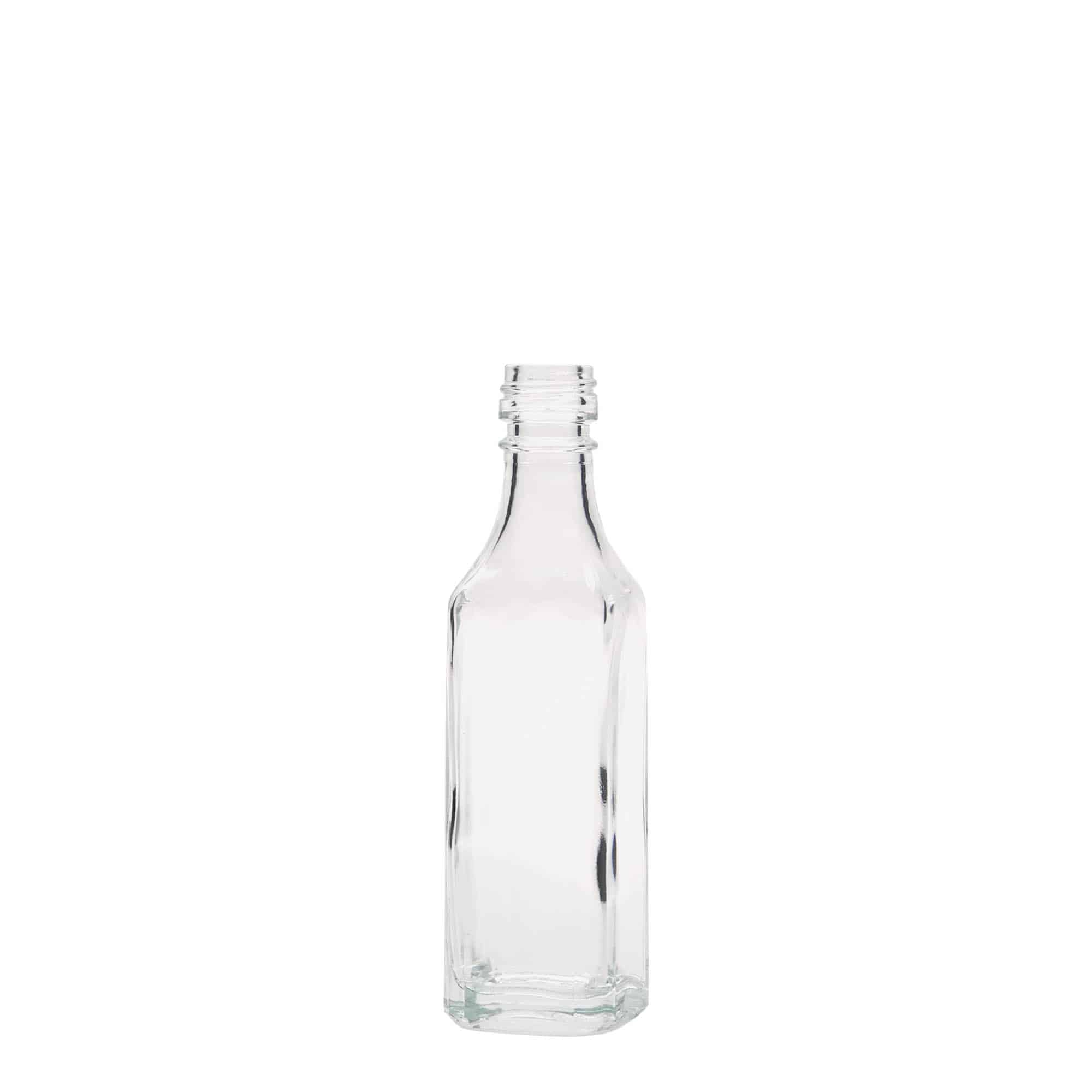 50 ml butelka szklana 'Siena', kwadratowa, gwint: PP 18 50 ml butelka szklana 'Siena', kwadratowa, gwint: PP 18