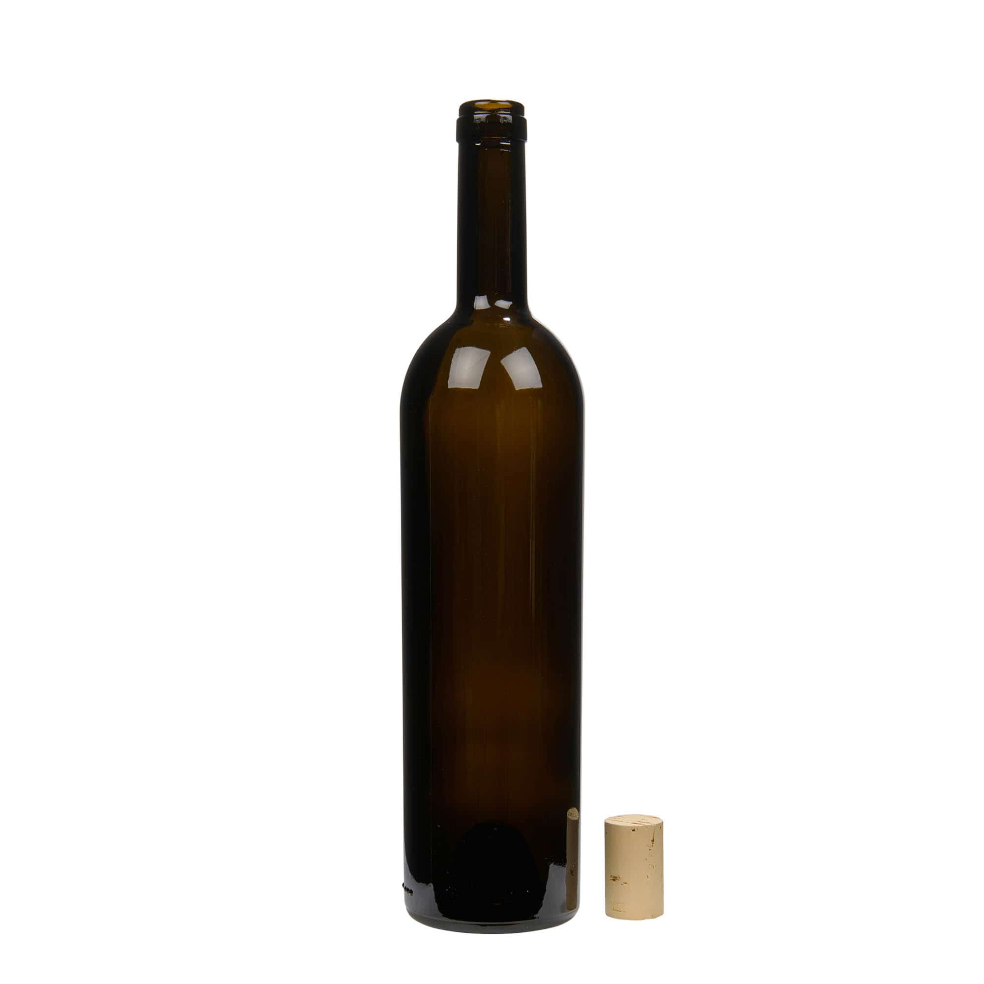 750 ml butelka na wino 'Liberty', kolor zielony antyczny, zamknięcie: korek