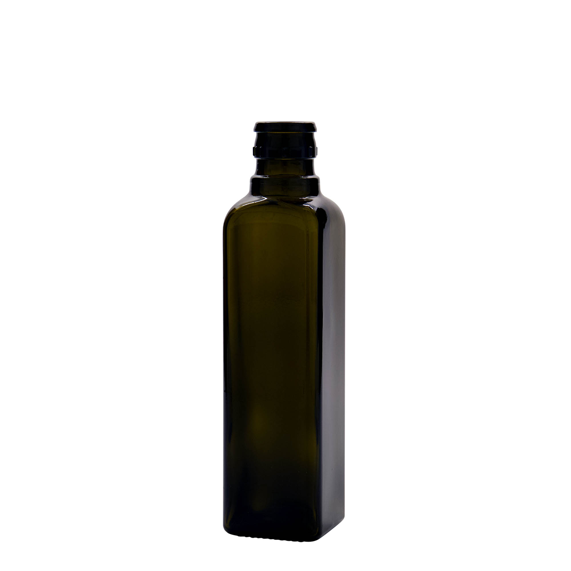 250 ml butelka na ocet/olej 'Quadra', szkło, kwadratowa, antyczna zieleń, wylot: DOP