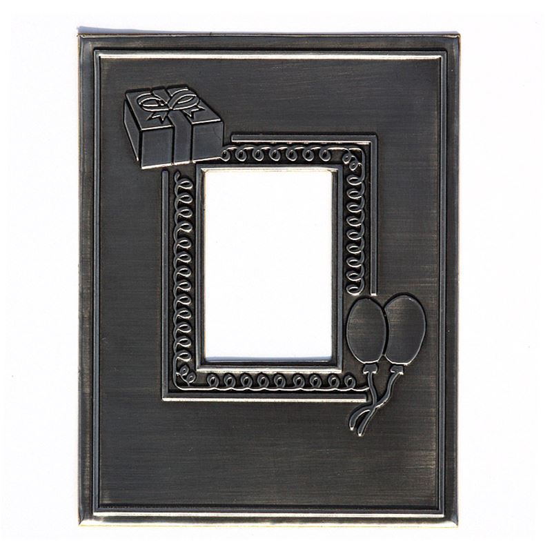 Etykieta cynowa 'Foto', prostokątna, metal, kolor srebrny
