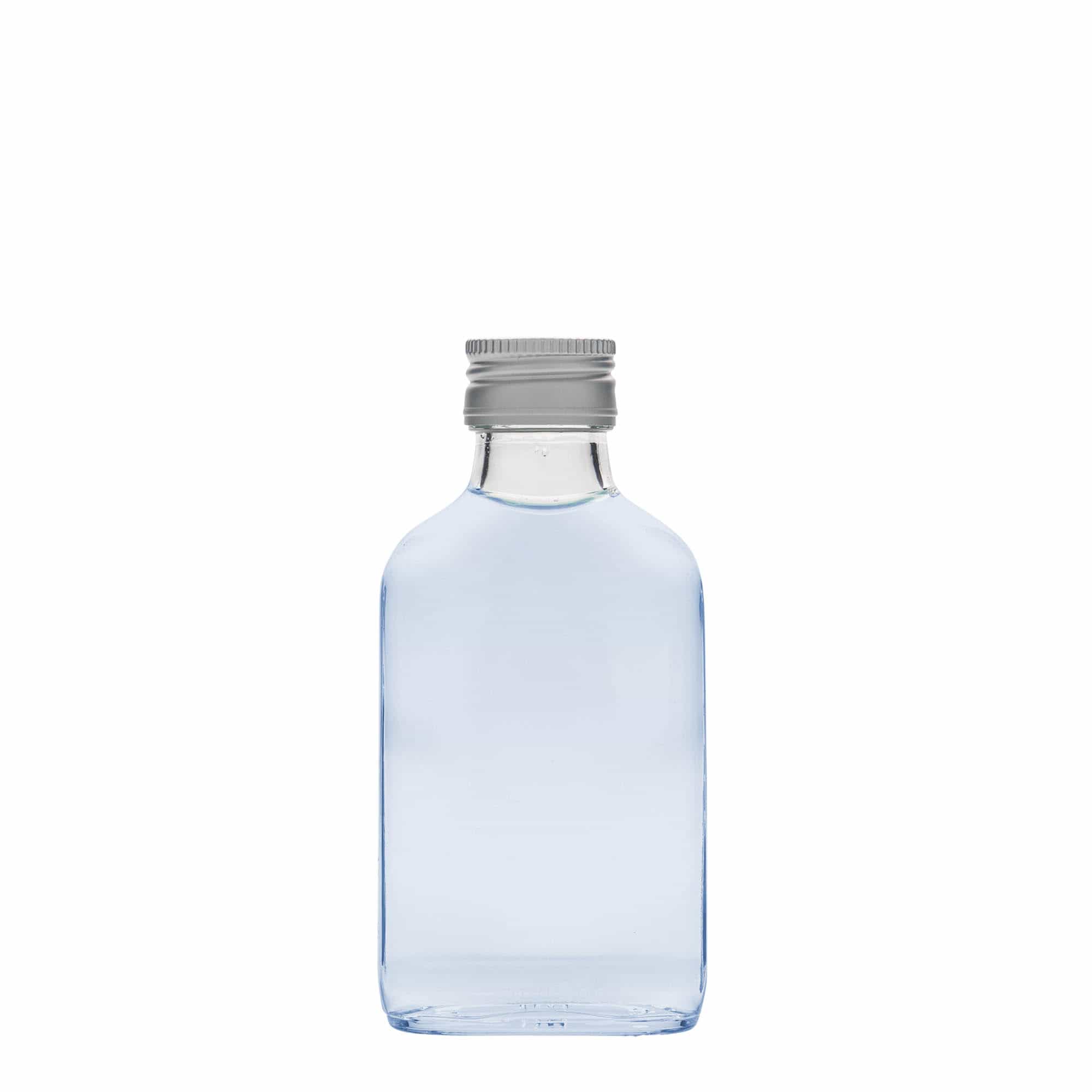 100 ml butelka piersiówka, prostokątna, szkło, zamknięcie: PP 28