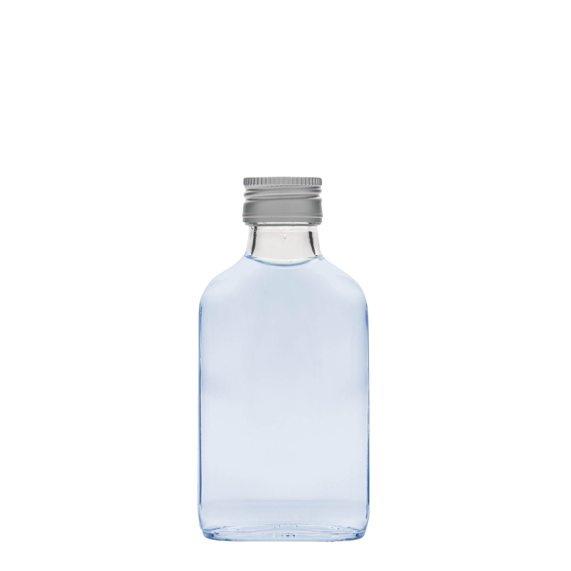 100 ml butelka kieszonkowa, prostokątna, szkło, gwint: PP 28 100 ml butelka kieszonkowa, prostokątna, szkło, gwint: PP 28
