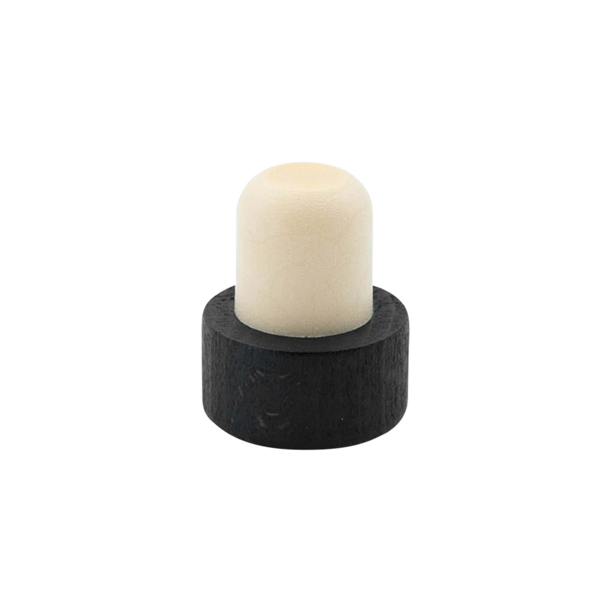 Korek z uchwytem 19 mm, drewno/plastik, czarny, do otworu: korek