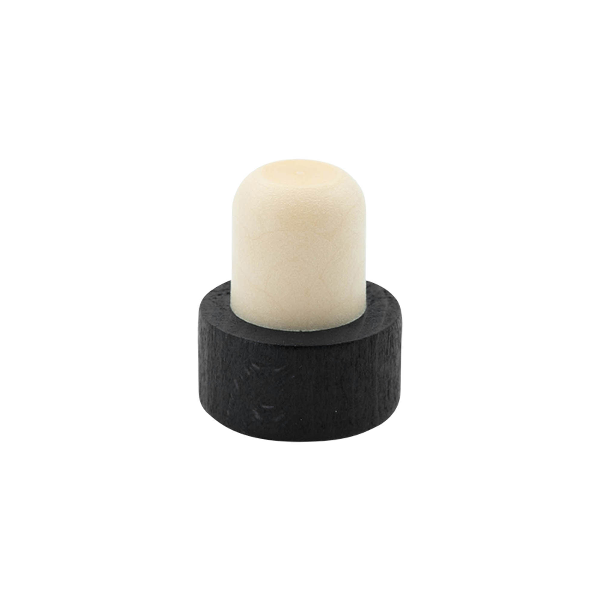 Korek z uchwytem 19 mm, drewno/plastik, czarny, do otworu: korek Korek z uchwytem 19 mm, drewno/plastik, czarny, do otworu: korek