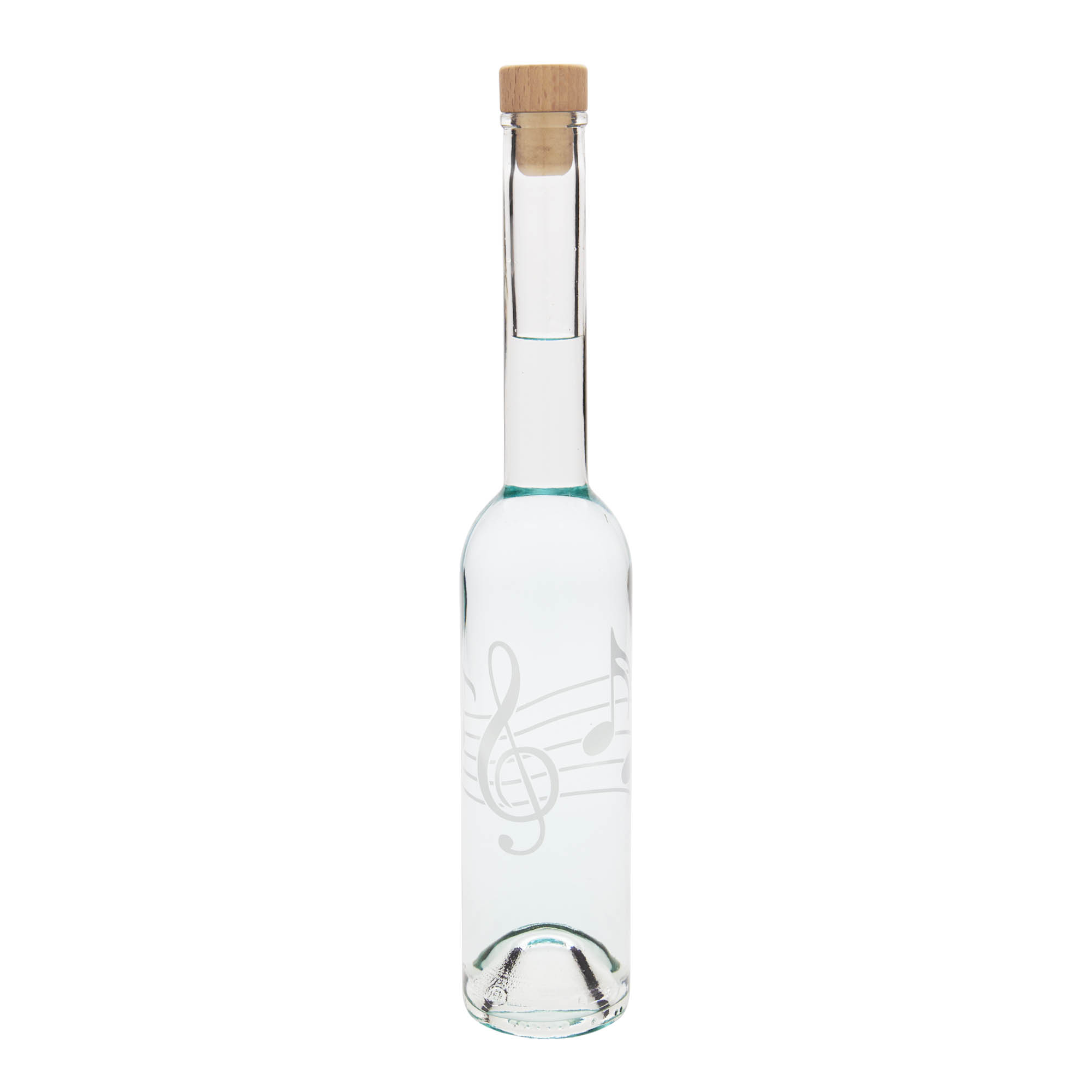 350 ml butelka szklana 'Opera', motyw: nuty muzyczne, korek