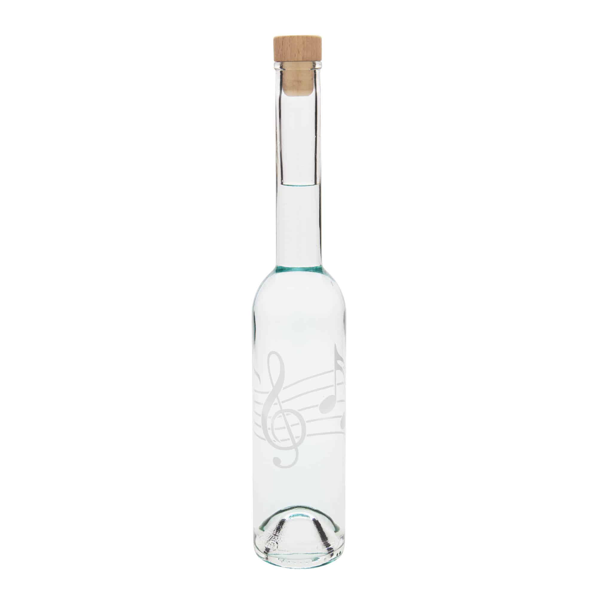 350 ml butelka szklana 'Opera', motyw: nuty muzyczne, korek