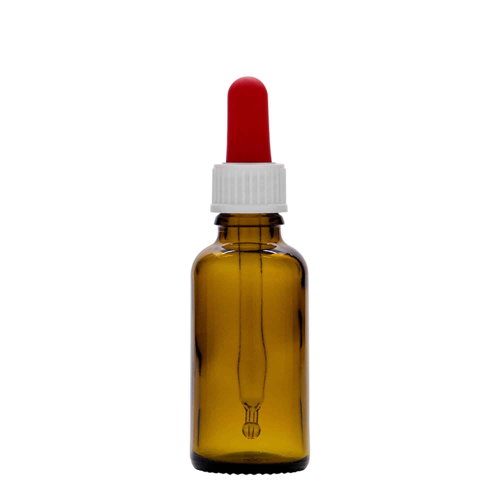 30 ml butelka farmaceutyczna z pipetą, szkło, kolor brązowy, zamknięcie: DIN 18
