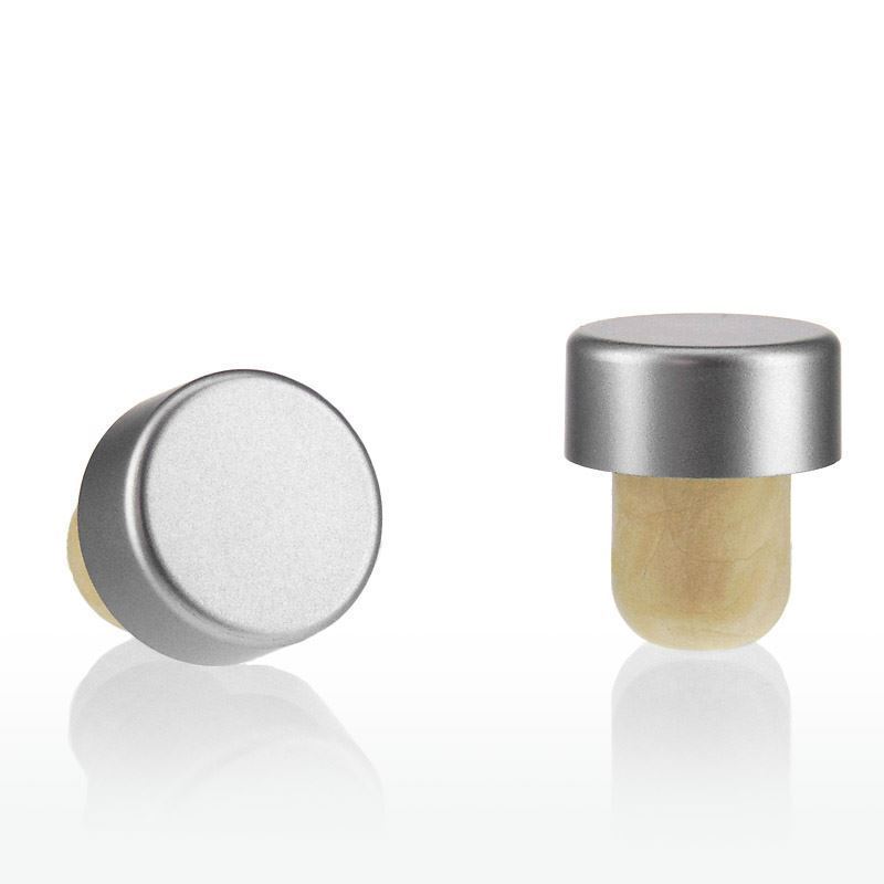 Korek z uchwytem 19 mm, tworzywo sztuczne, srebrny, do otworu: korek Korek z uchwytem 19 mm, tworzywo sztuczne, srebrny, do otworu: korek
