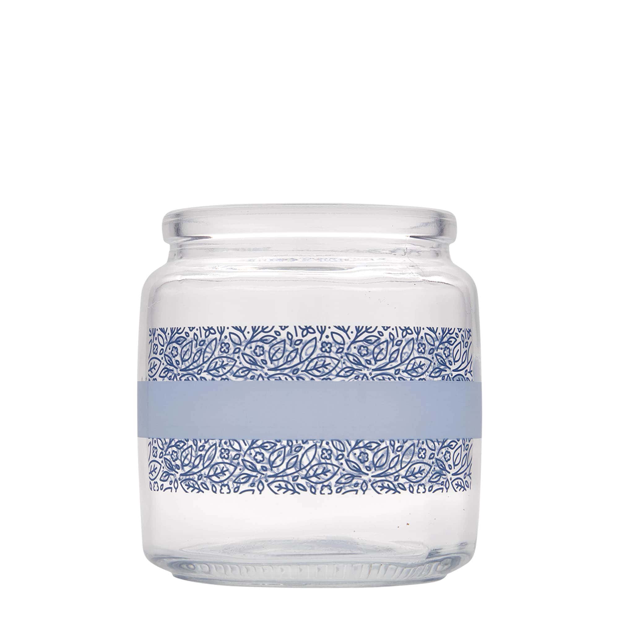 750 ml szklana butelka z korkiem 'Giara', motyw: Naturalmente blu, otwór: korek