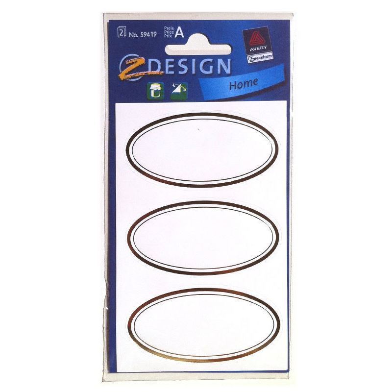 Zweckform Etykiety „Złota Ramka”, owalne, papier, biało-złote Zweckform Etykiety „Złota Ramka”, owalne, papier, biało-złote