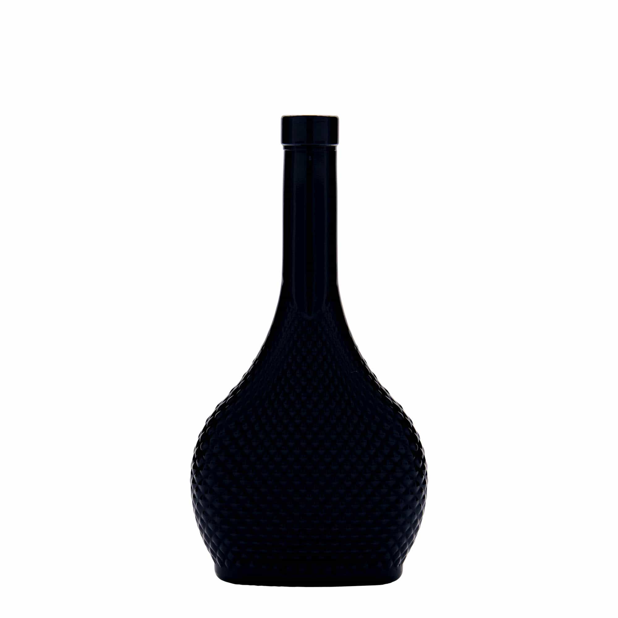 200 ml butelka szklana 'Contessa Diamante', owalna, kolor czarny, zamknięcie: korek