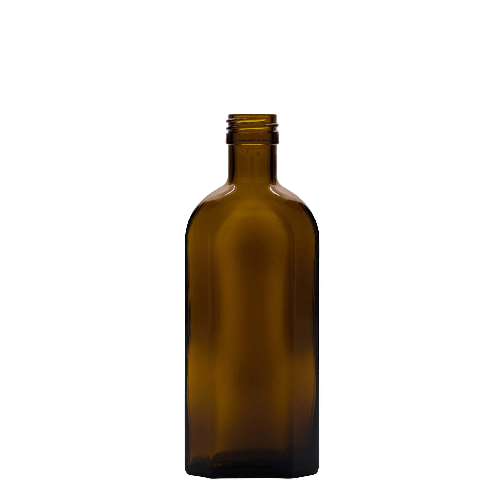 250 ml butelka medyczna Meplat, owalna, szkło, brązowa, wylot: PP 28
