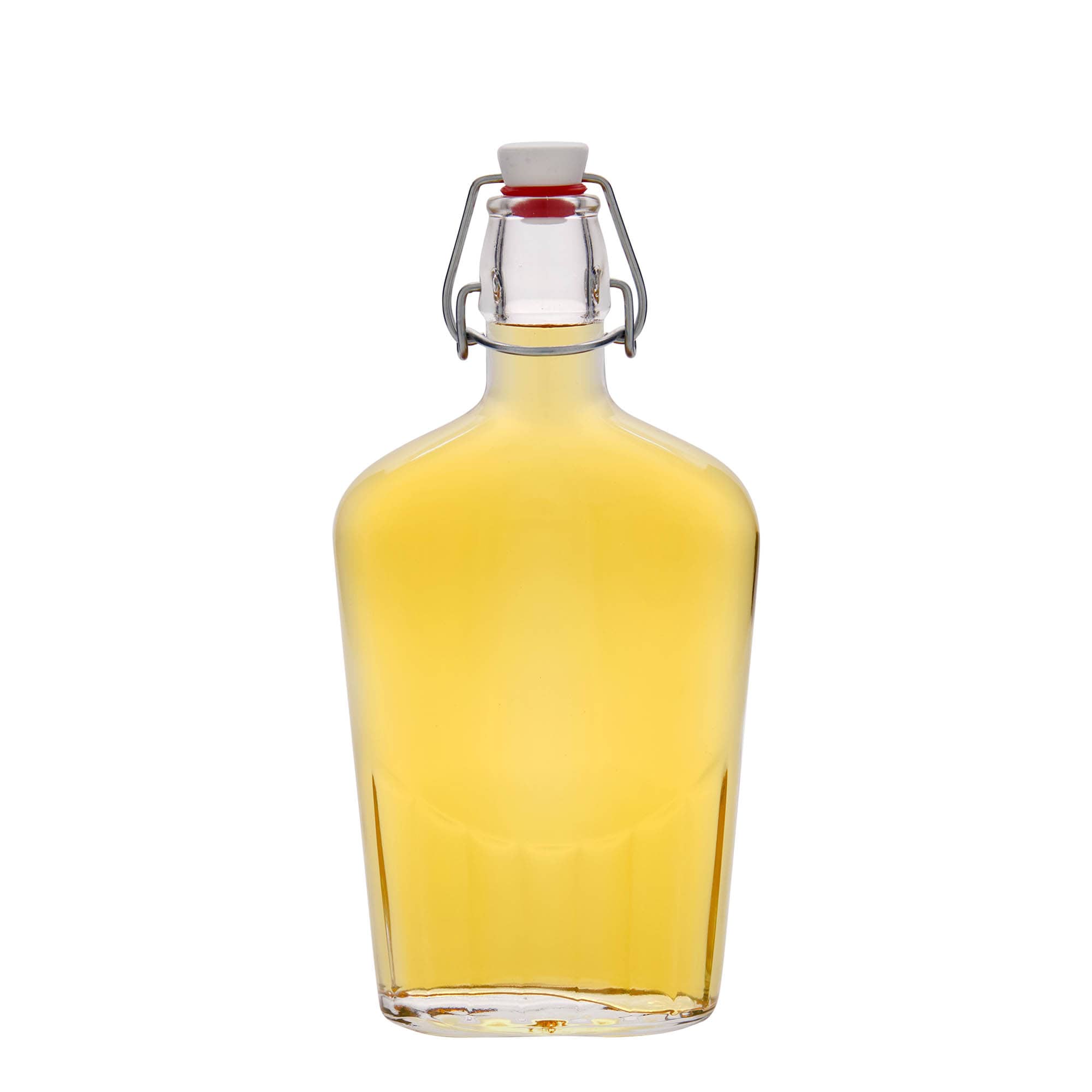 500 ml butelka szklana 'Fiaschetta', owalna, otwór: zamknięcie na klamrę