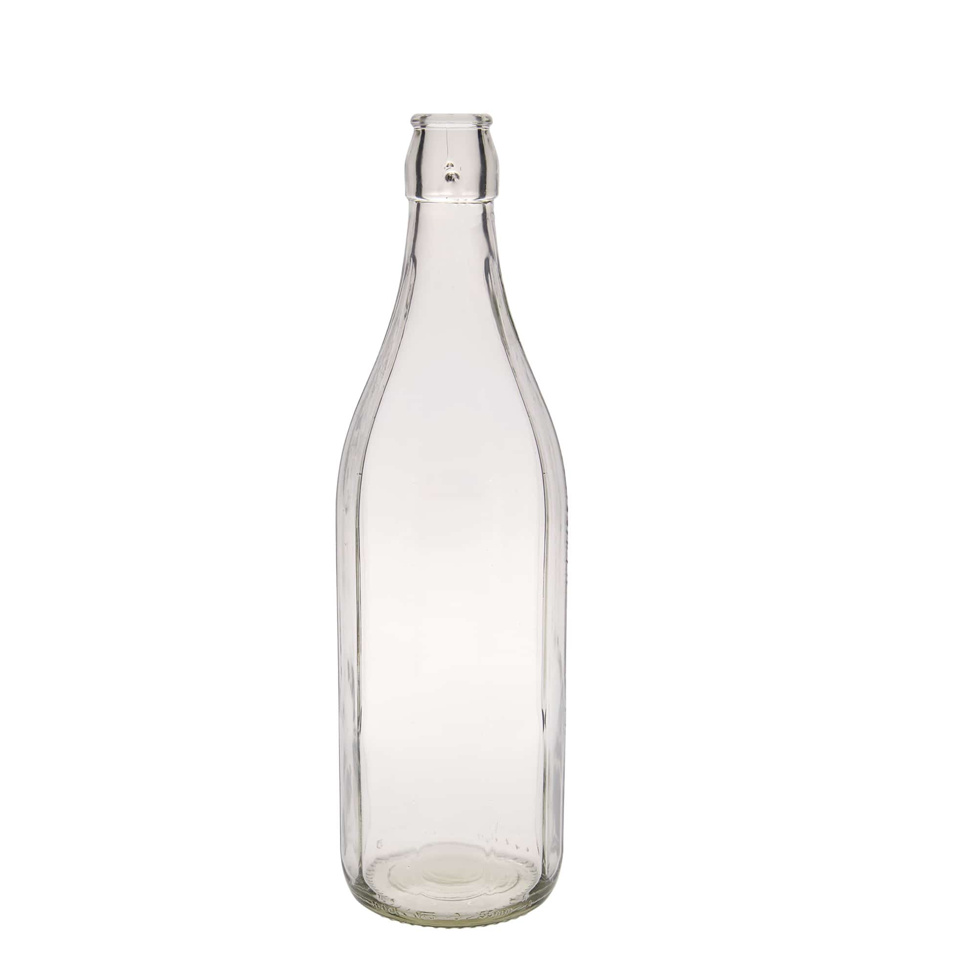 1.000 ml butelka szklana 'Bravo' #, dziesięciokątna, otwór: zamknięcie na klamrę