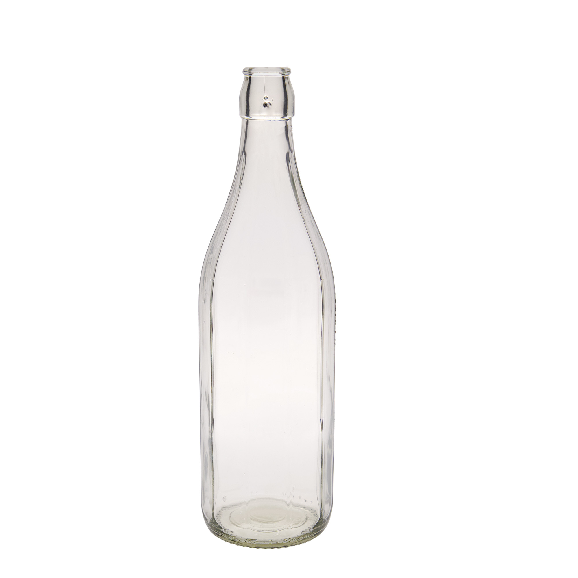 1.000 ml butelka szklana 'Bravo', dziesięciokątna, otwór: zamknięcie na klamrę