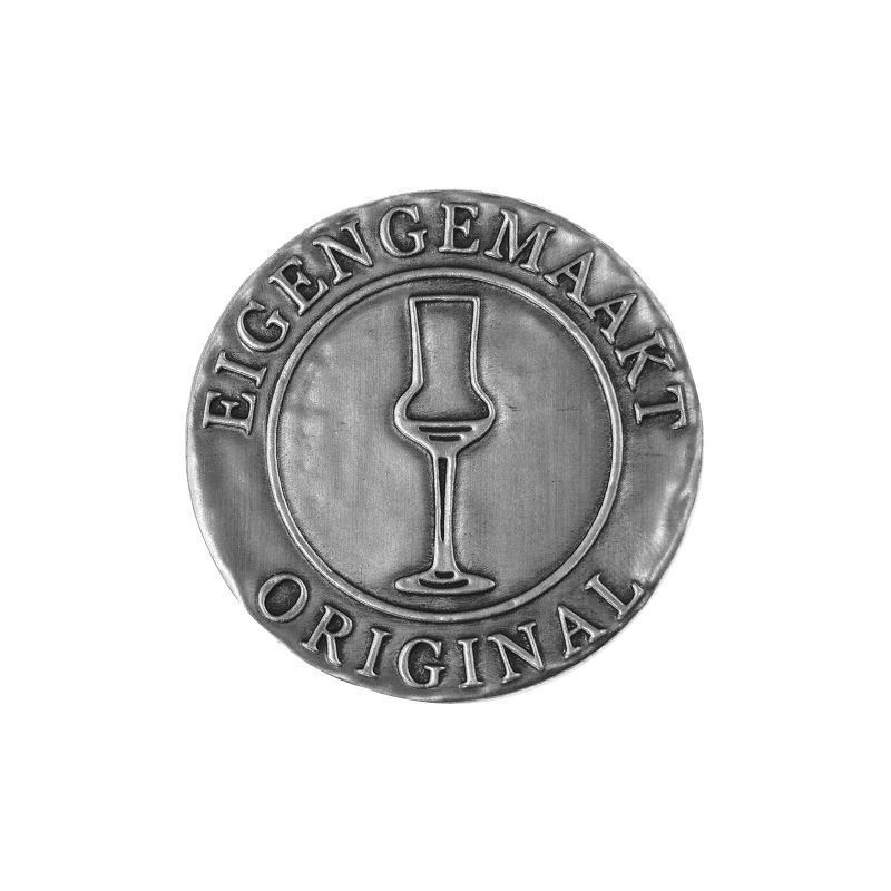 Naklejka na puszkę 'Eigengemaakt', okrągła, metalowa, srebrna Naklejka na puszkę 'Eigengemaakt', okrągła, metalowa, srebrna
