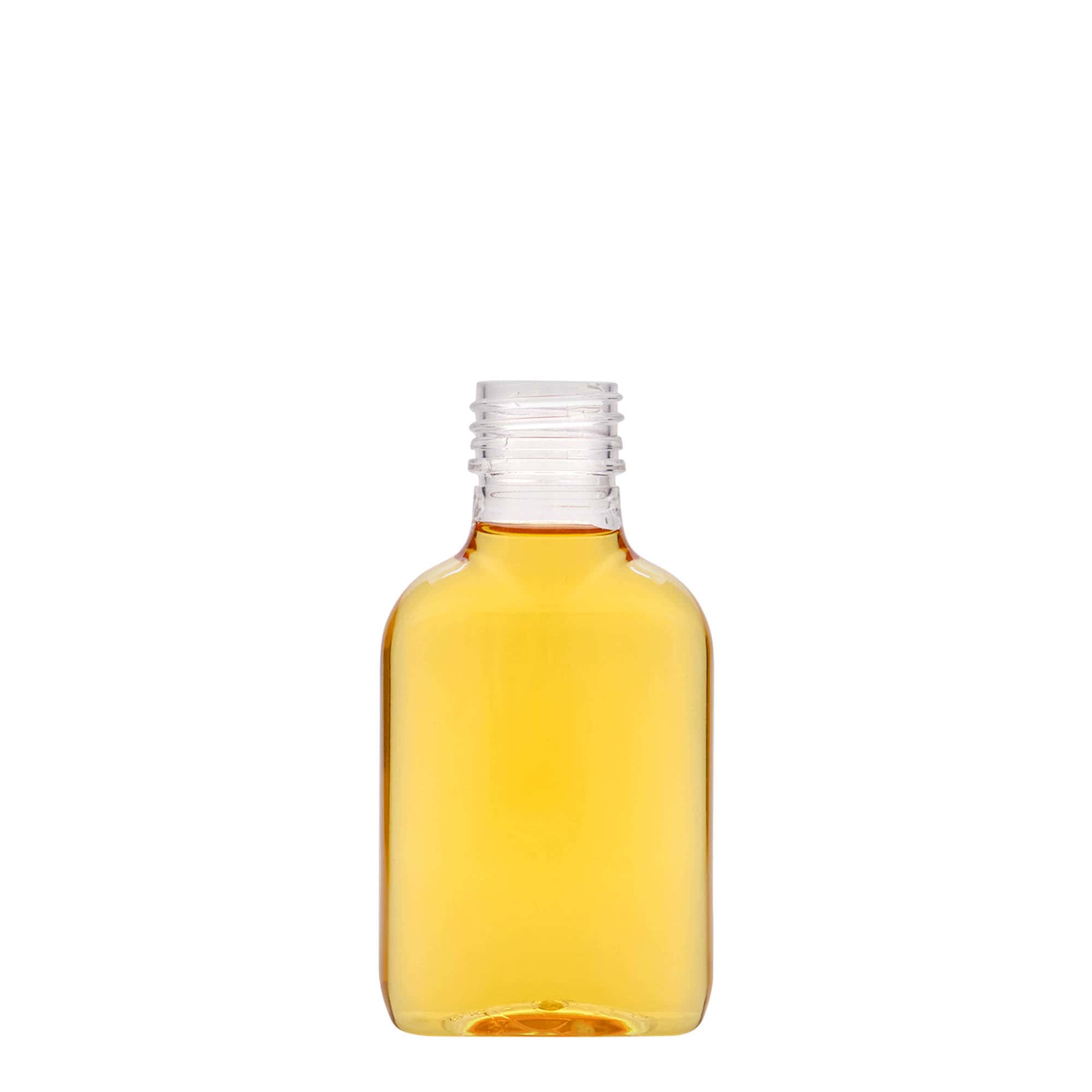 100 ml butelka kieszonkowa, owalna, tworzywo PET, gwint: PP 28