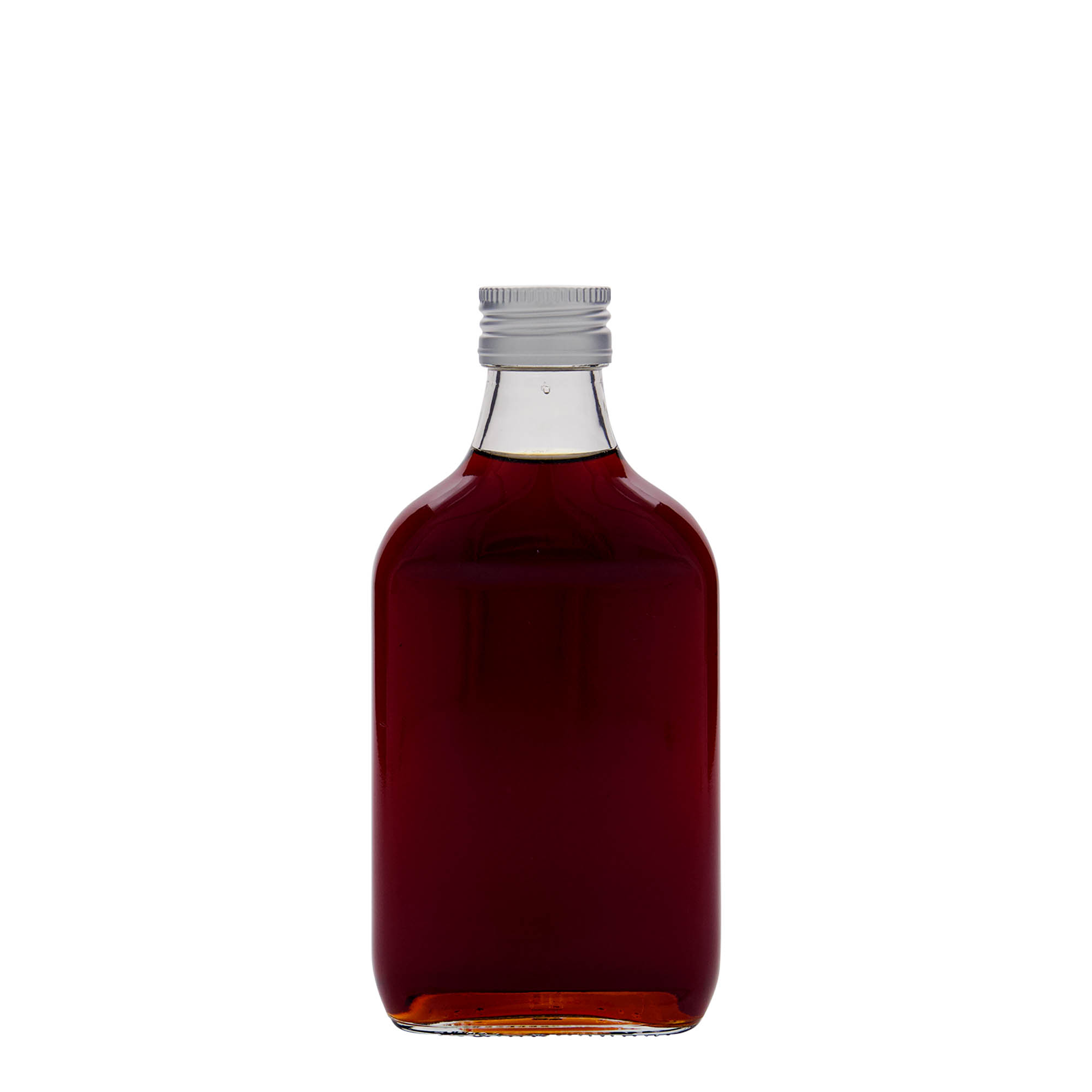 200 ml butelka kieszonkowa, prostokątna, szkło, szyjka: PP 28 200 ml butelka kieszonkowa, prostokątna, szkło, szyjka: PP 28