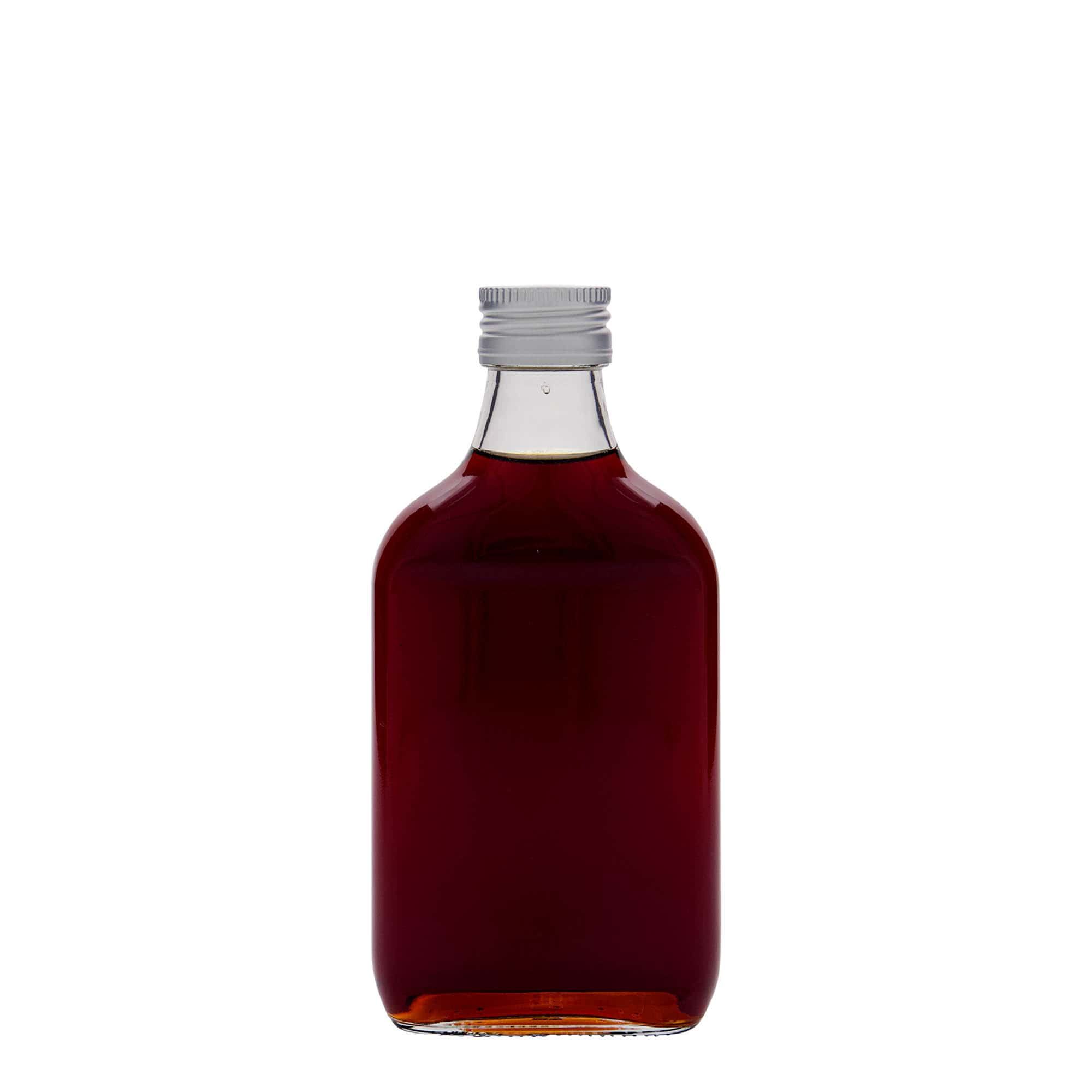 200 ml butelka kieszonkowa, prostokątna, szkło, szyjka: PP 28